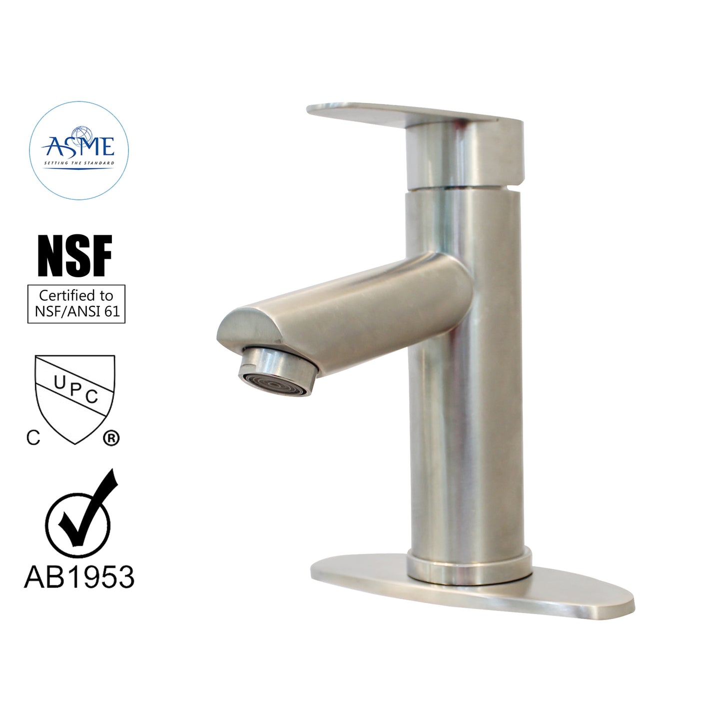 WMF Stainless Steel Silver 4" Single Handle Bathroom Sink Faucet