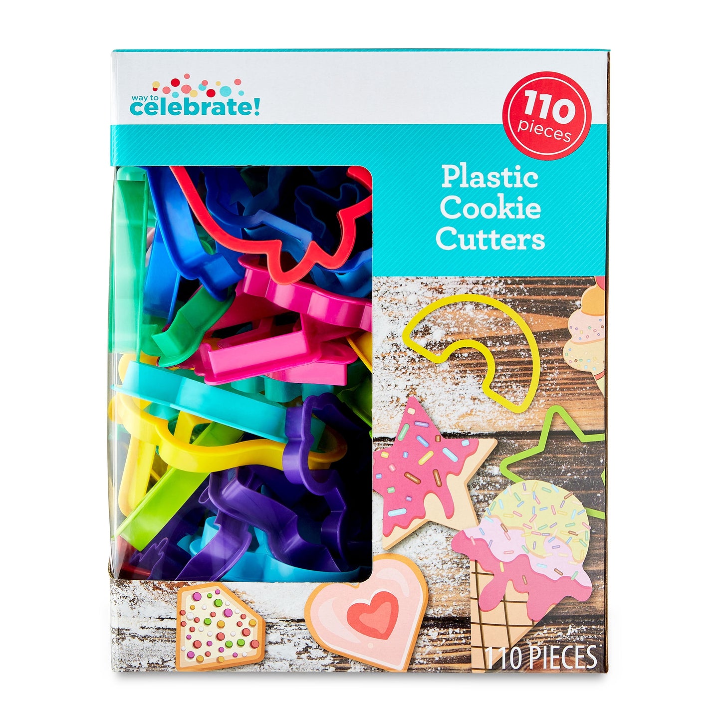 110 Count, Multicolor, Assorted Shapes, Plastic Cookie Cutter Set, by Way To Celebrate