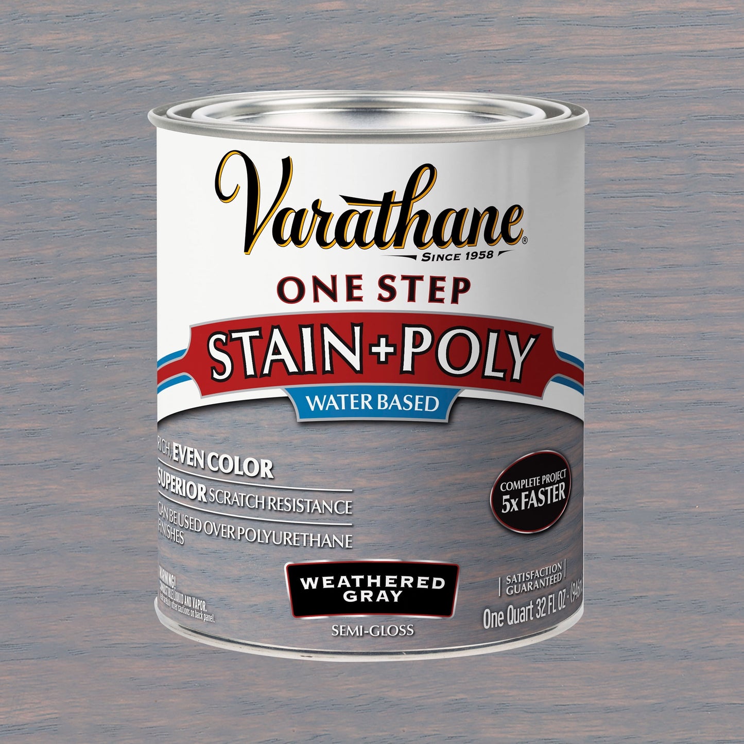 Weathered Gray, Varathane One Step Interior Wood Stain + Polyurethane, Semi-Gloss -333649, Quart