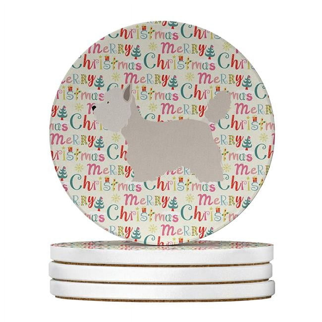 Westie Merry Christmas Large Sandstone Coasters Pack of 4 4 in x 4 in