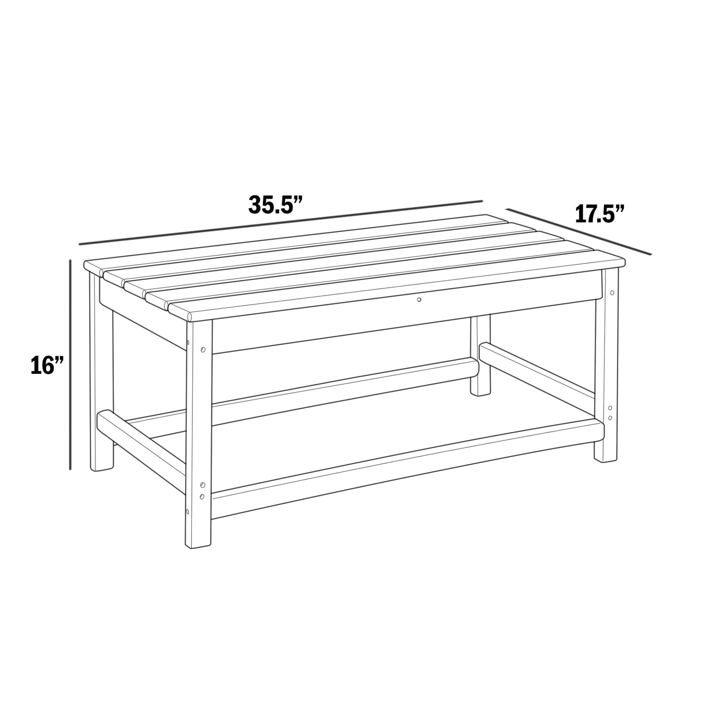 Westin Outdoor 35" Inch Adirondack Coffee Table for Patio Backyard UV Weather Resistant HDPE Plastic, Lime