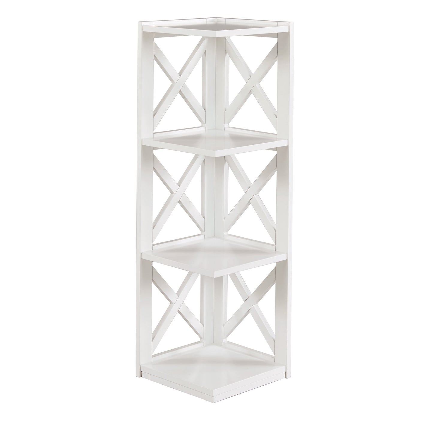 Weston Home Rebecca Wood 3-Shelf Corner Bookcase, White