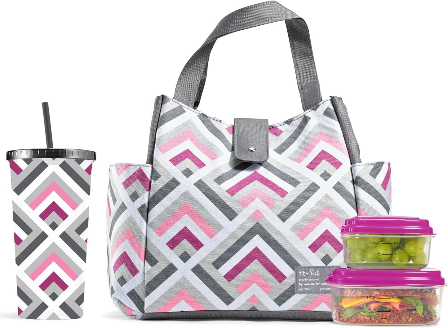 Westport Lunch Bag Kit with Matching Bottle and Containers - Westport Magenta