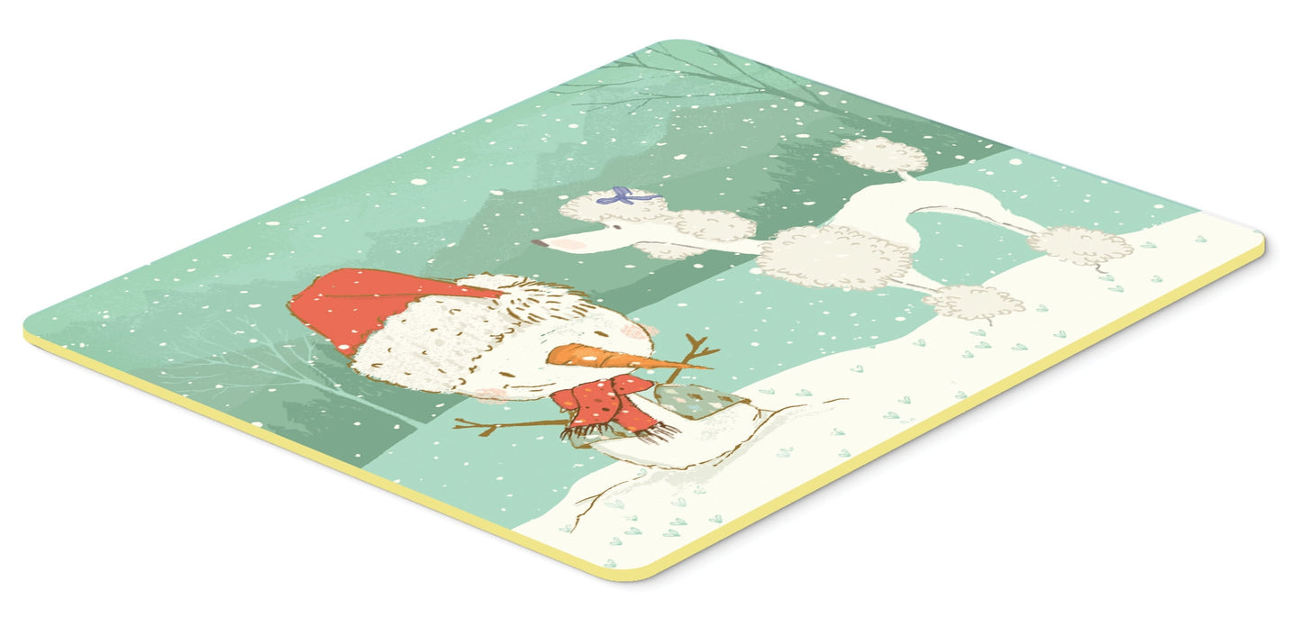 White Poodle Snowman Christmas Kitchen or Bath Mat 24x36