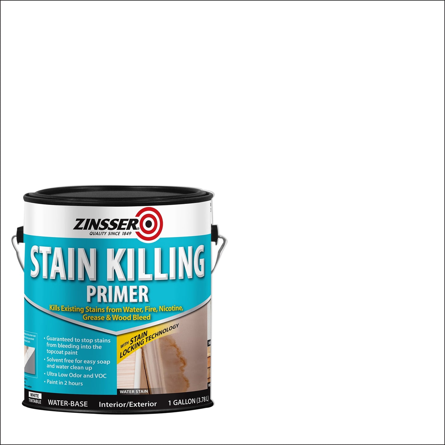 White , Zinsser Flat Stain Killing Primer- Gallon, 1 Pack