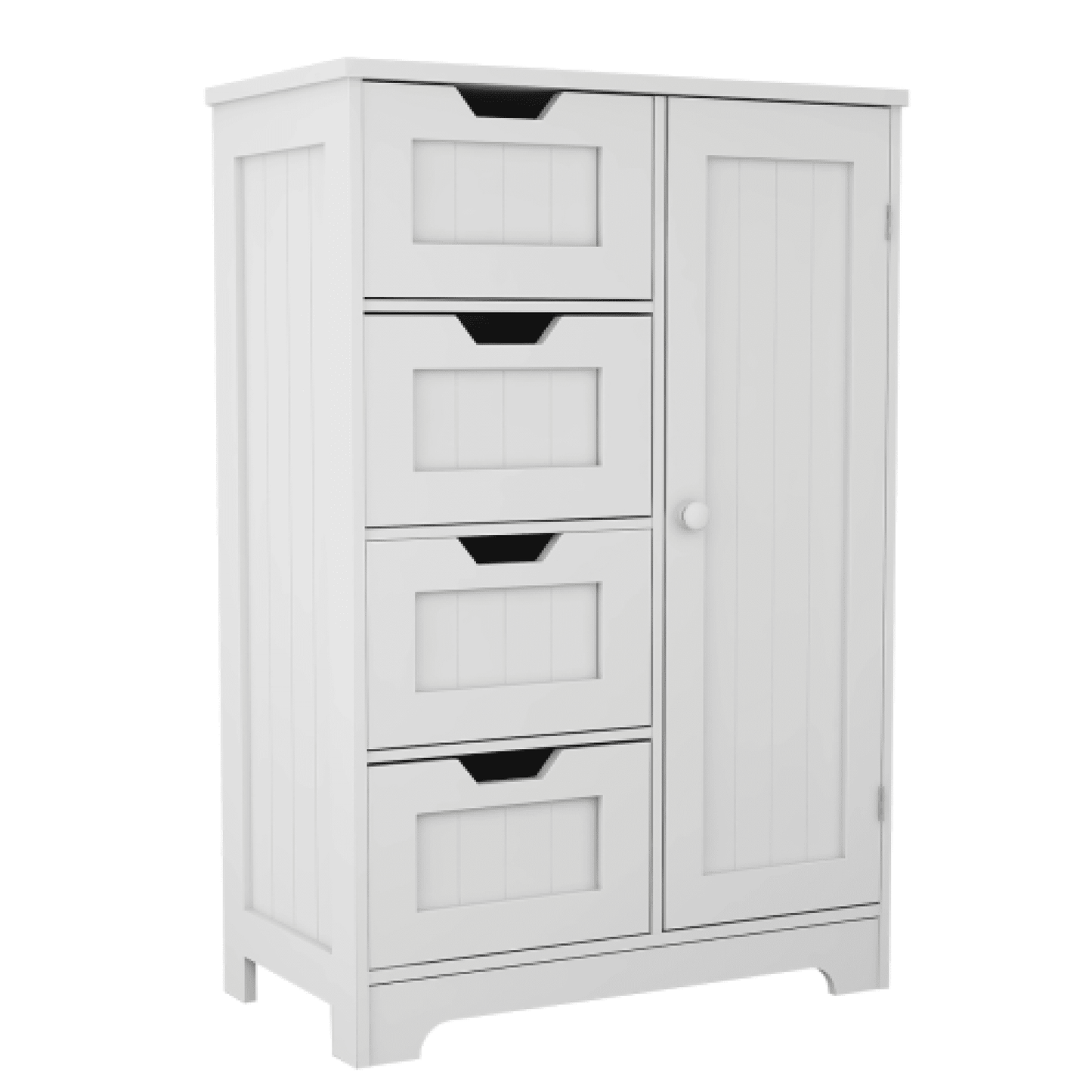White freestanding floor storage cabinet with adjustable shelve