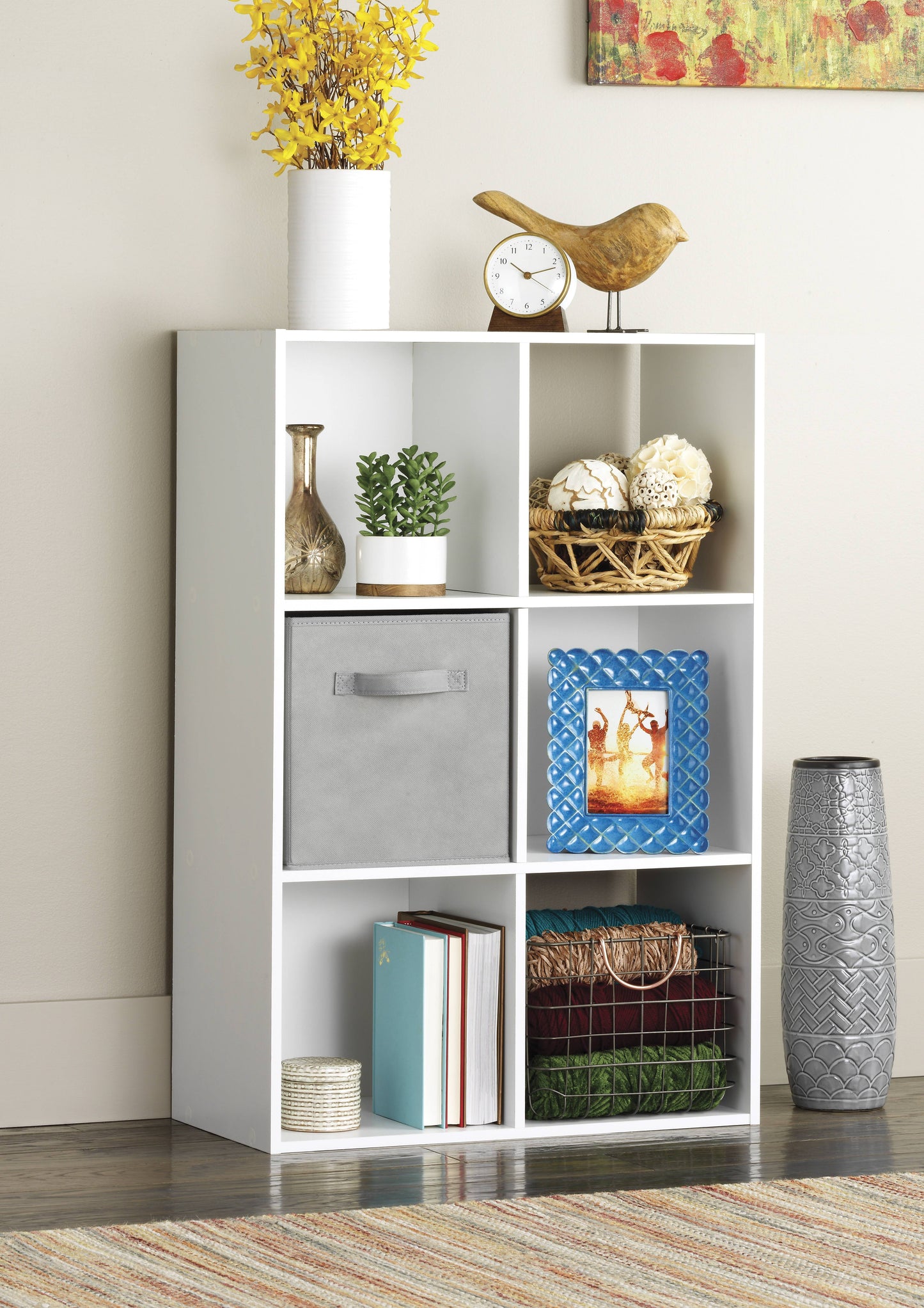 Whitmor 3 Shelf Cube Bookcase Organizer - 6 Section - White - Adult Use