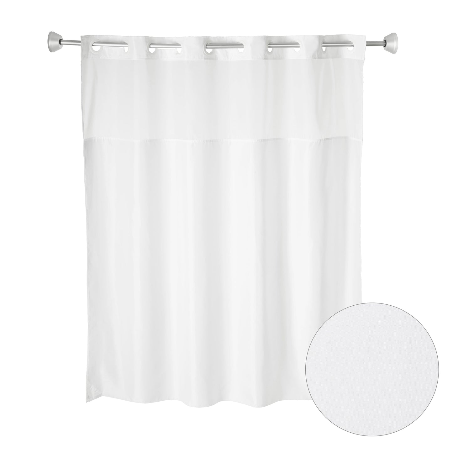 Whitmor No Hook Plainweave Shower Curtain with Window & Snap-in Liner, 71" x 77"