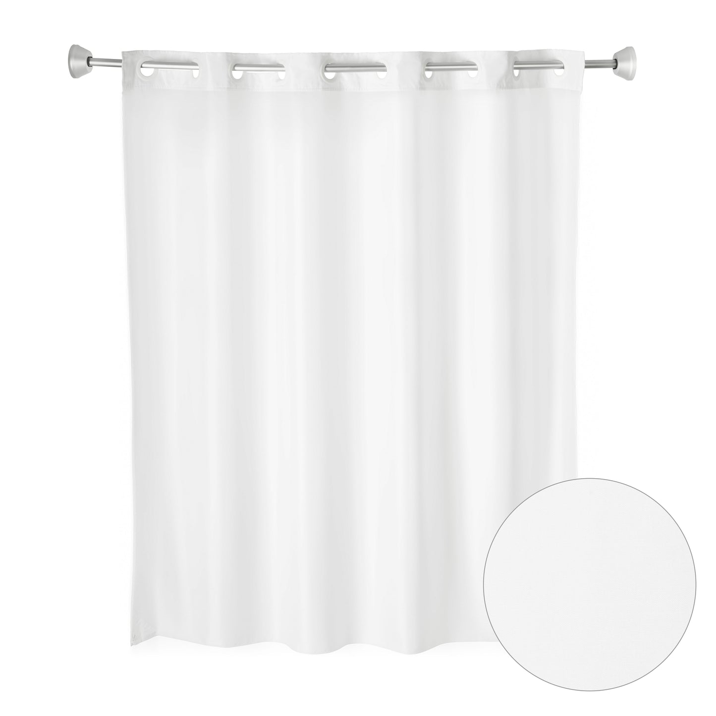 Whitmor No Hook Split Ring Plainweave Shower Curtain w/No Snap Liner, 71" x 77"
