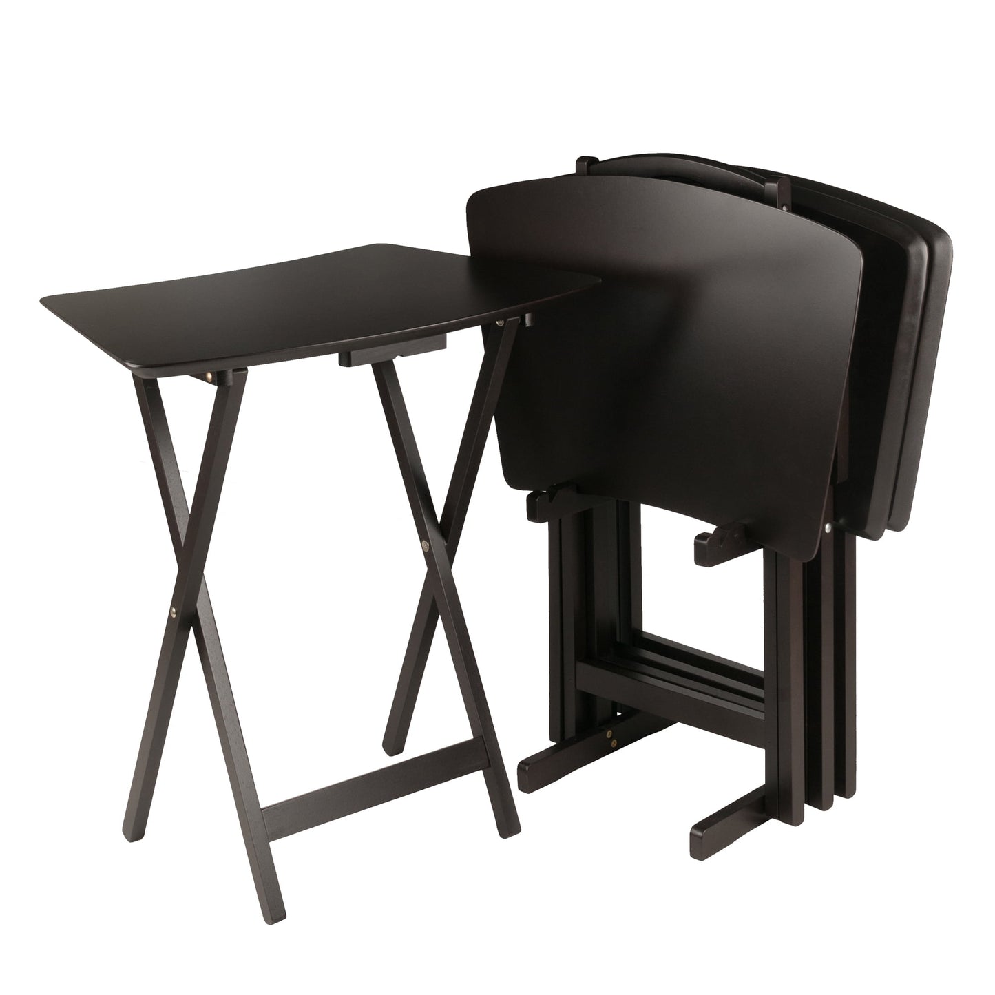 Winsome Anila 5-Pc Snack Table Set, Fan Shape, Coffee Finish