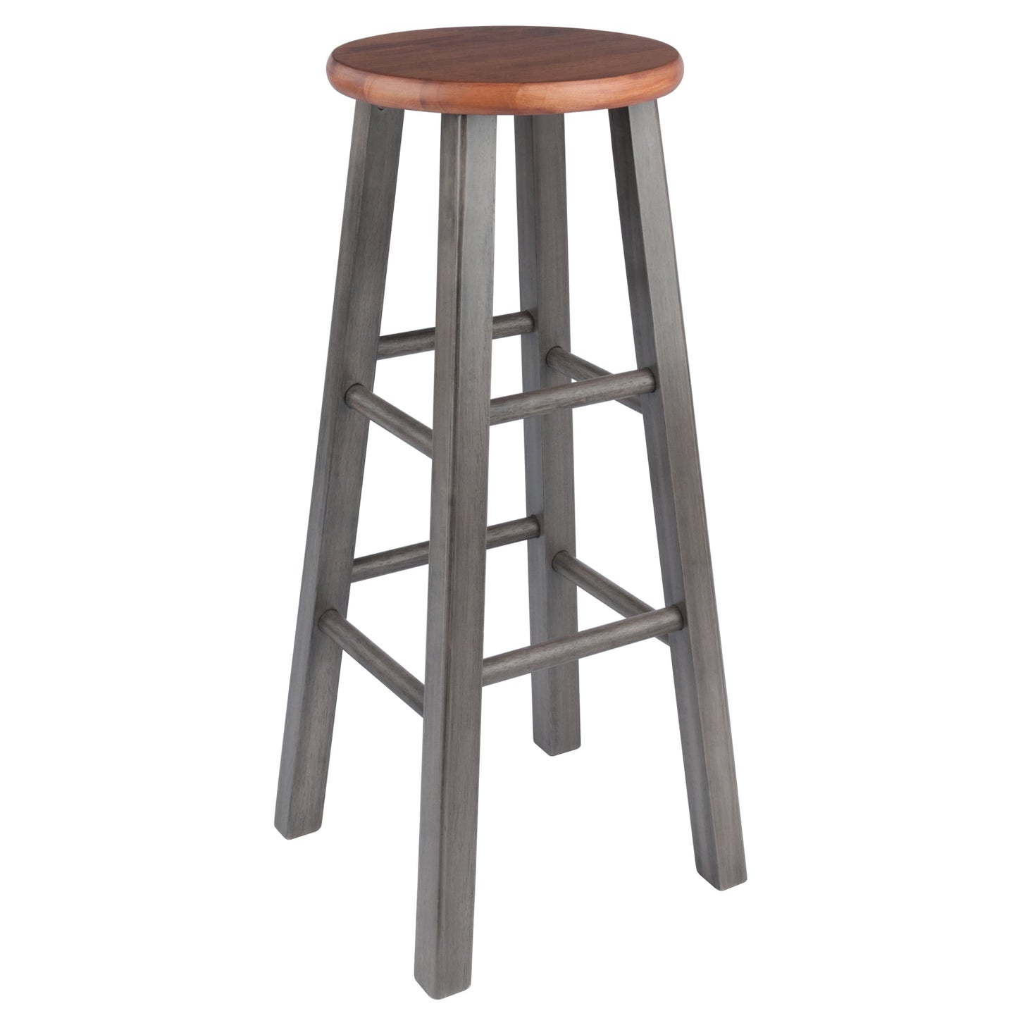 Winsome Ivy 29" Bar Stool, Rustic Gray & Teak Finish