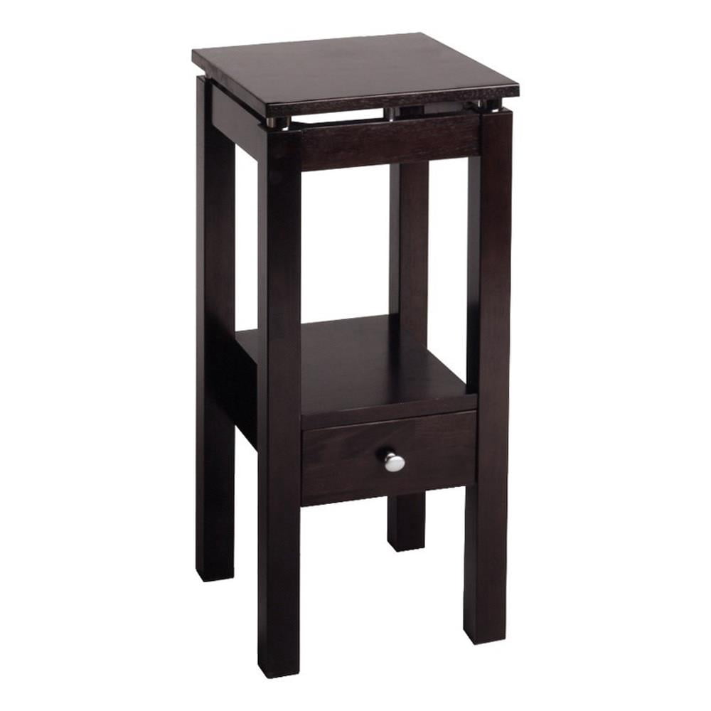 Winsome Linea Transitional Solid Wood End Table with Chrome Accents in Espresso