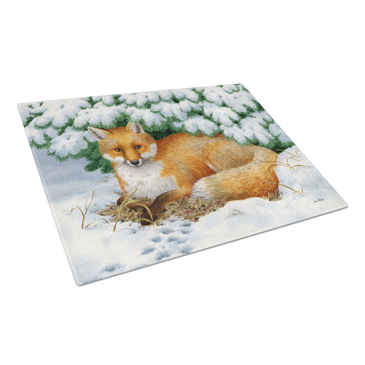 Winter Fox Glass Cutting Board Large