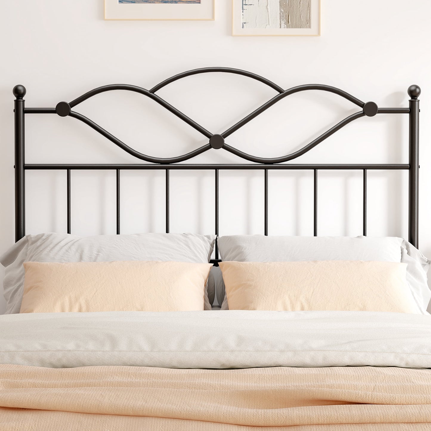 Yoneston Queen Size Sturdy Metal Headboard with Adjustable Height for Queen Beds, Black