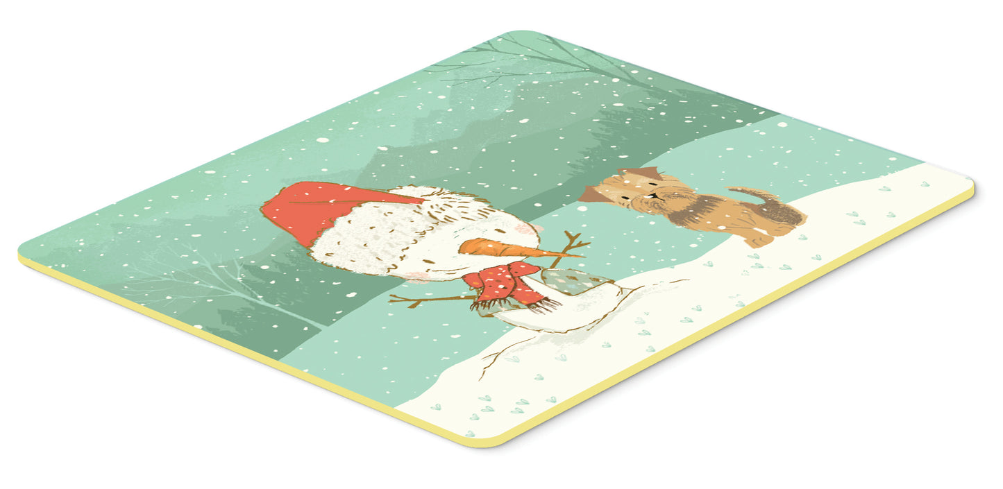 Yorkie Natural Ears Snowman Christmas Kitchen or Bath Mat 24x36