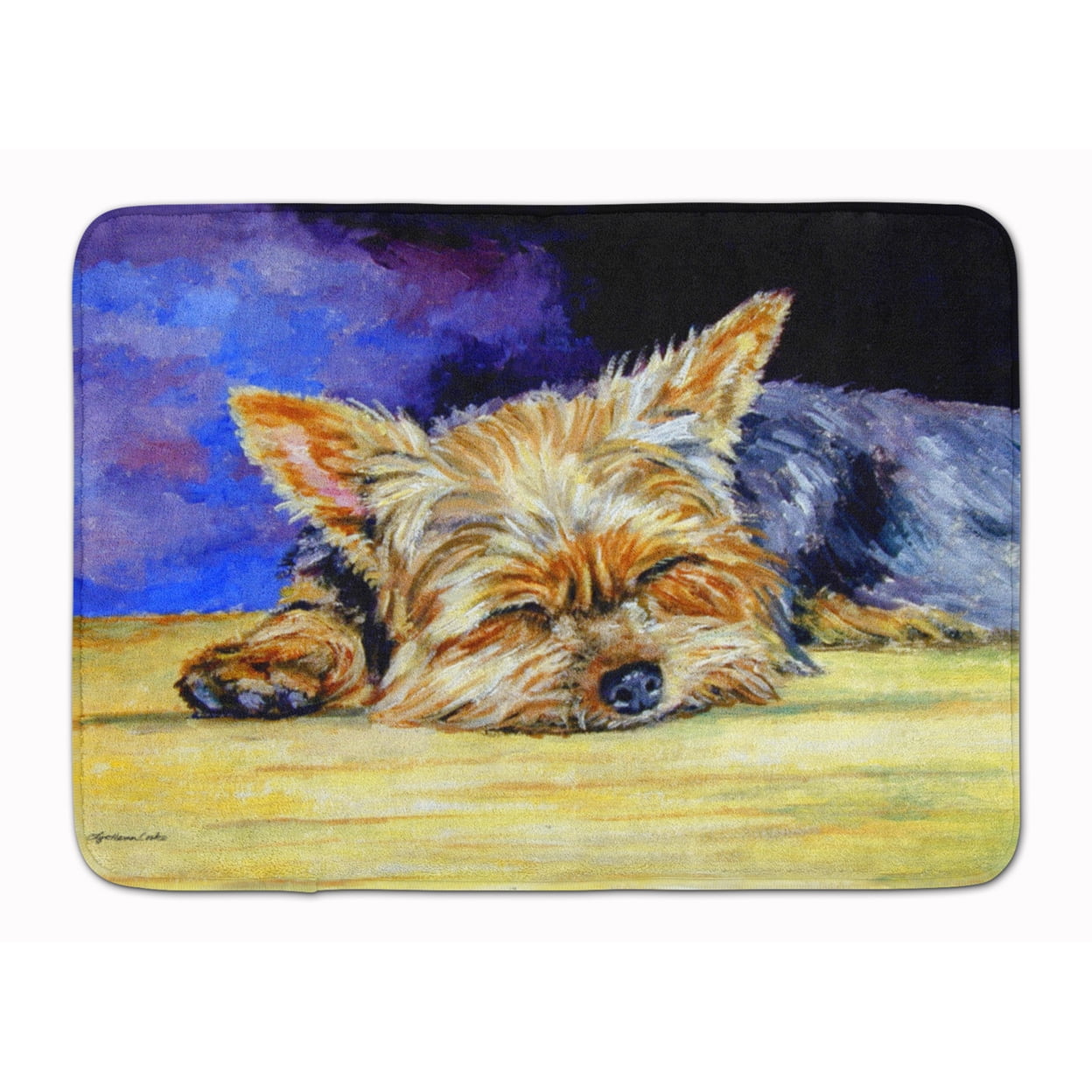 Yorkie Taking a Nap Machine Washable Memory Foam Mat