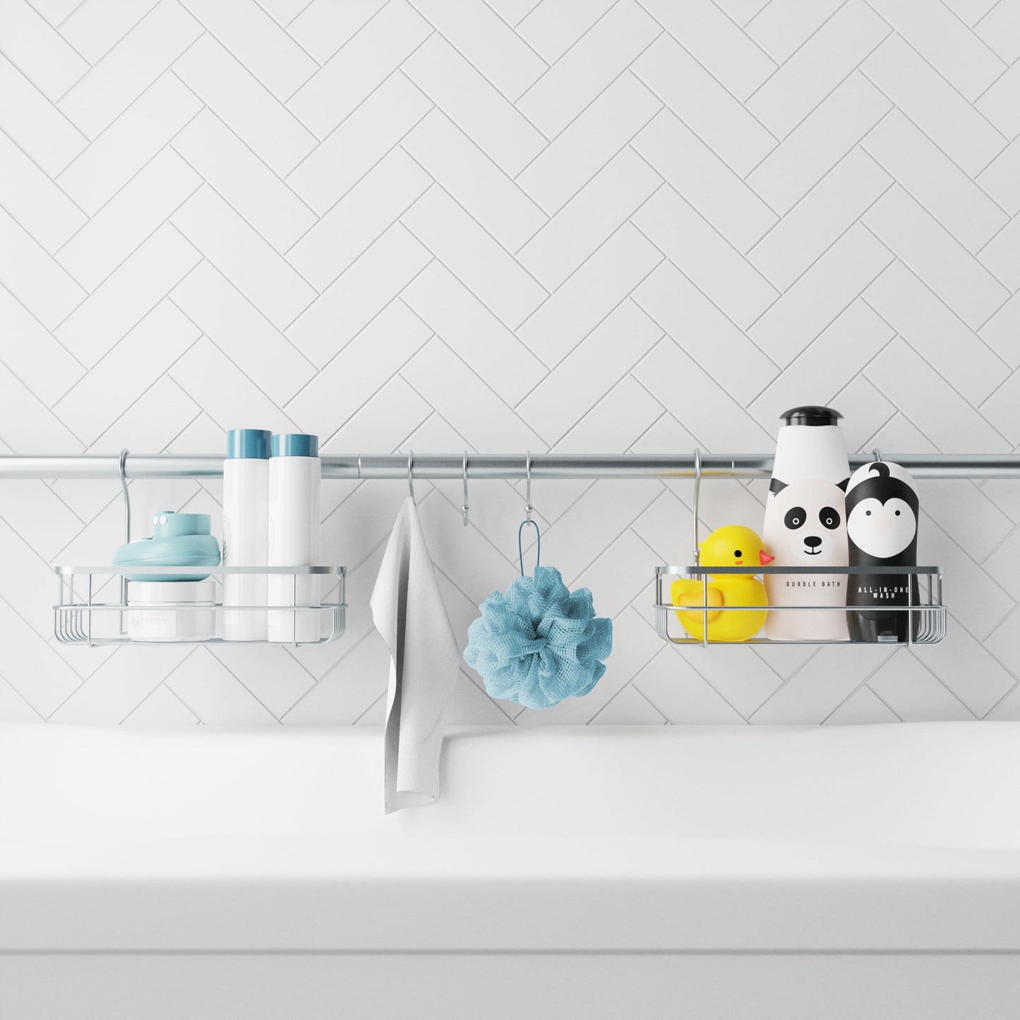 Zenna Home Organizador de Ducha de Acero para Baño, Despensa, Armario, 2 Estantes, 26 - 76 Pulgadas, Plateado