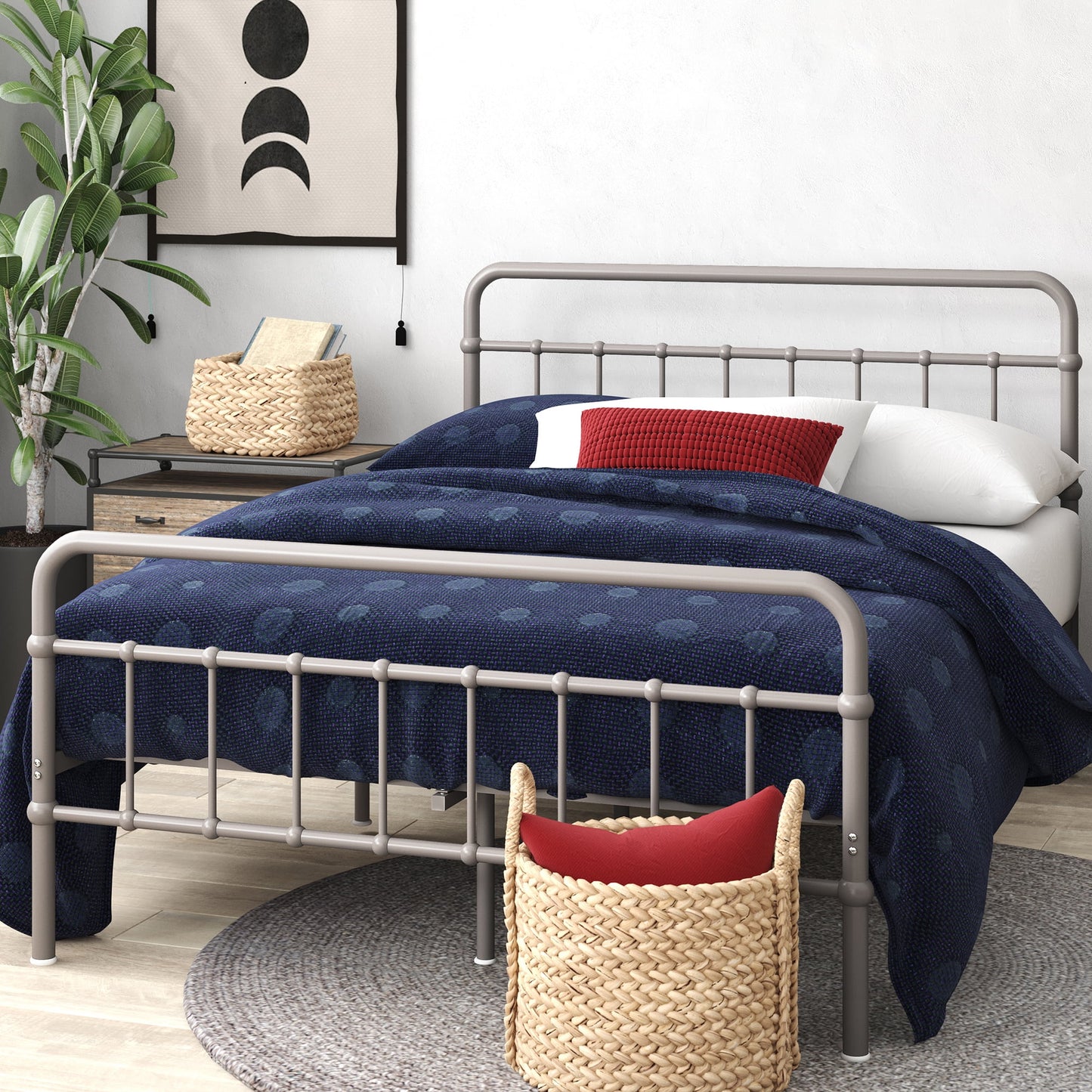 Zinus Florence 42" Metal Platform Bed Frame, Grey, Twin