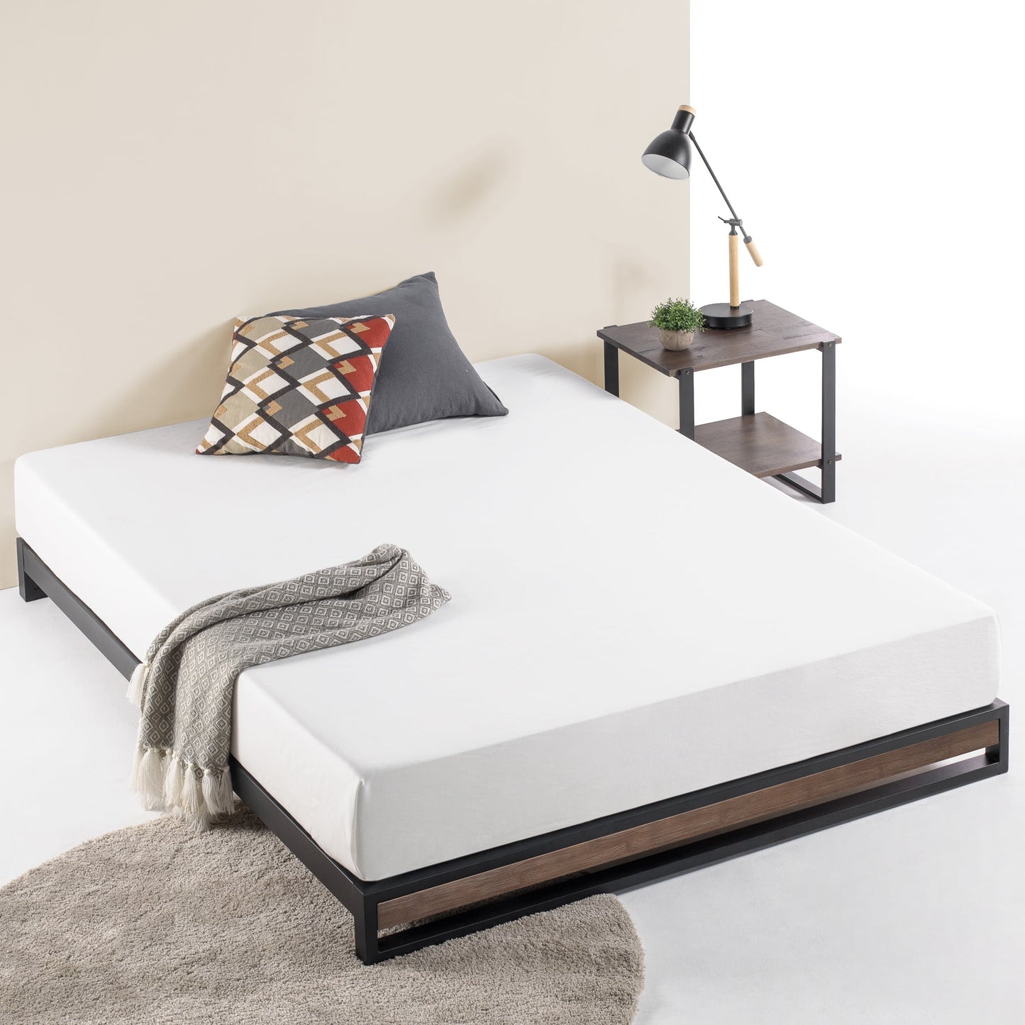 Zinus Good Design Winner Suzanne 6" Bamboo and Metal Platform Bed - Grey Wash, Twin