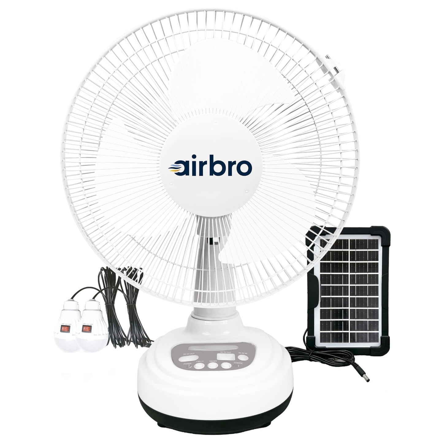 airbro FSA-12 12-In. Rechargeable AC/DC Fan with Solar Charging, FSA-12