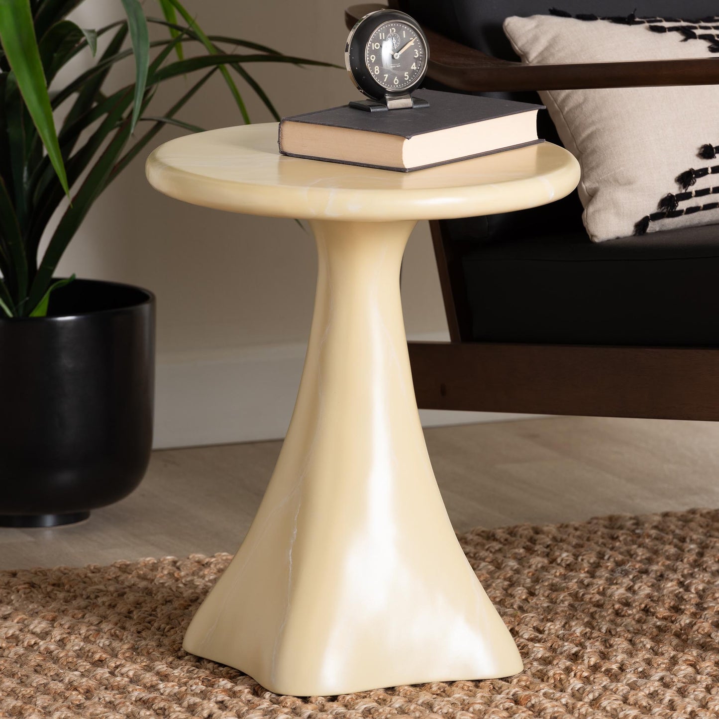 bali & pari Aponi Contemporary End Table, Cream