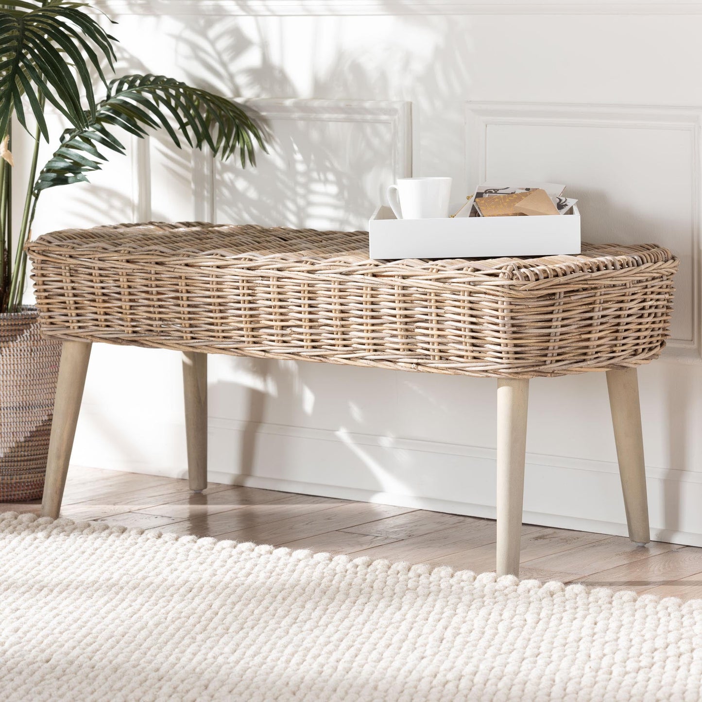 bali & pari Raisa Boho Bench, One Size, Grey