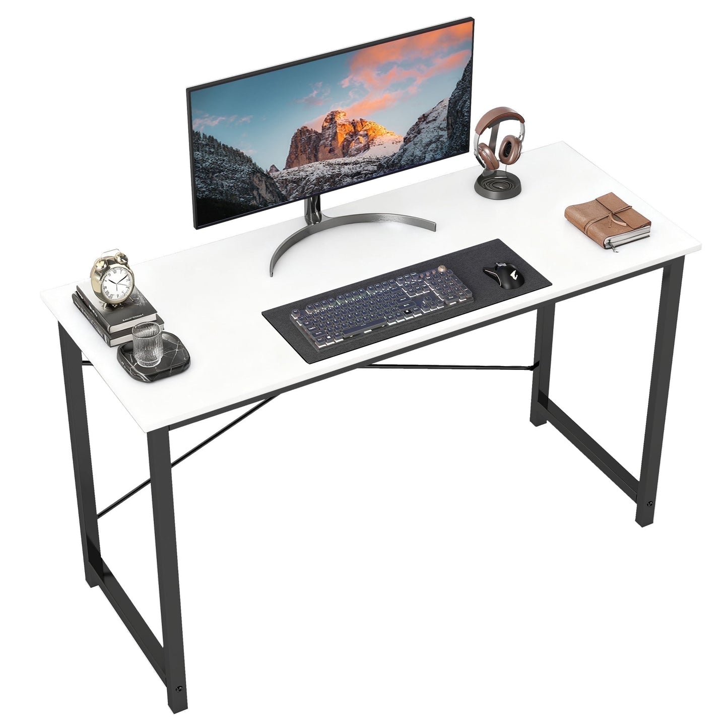 edx 47 inch Computer Desk Modern Writing Desk, Industrial Office Desk, Office Table for Small Spaces,Sturdy Laptop Table for Home Office, White