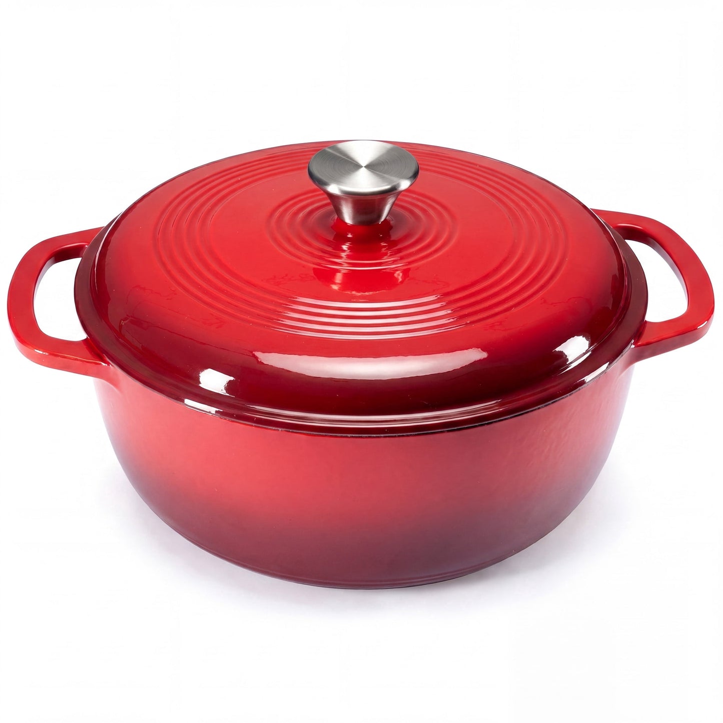 edx 6QT Enamel Cast Iron Dutch Oven with Lid, 11 Inch Heavy-Duty Non Stick Casserole Pot Safe up to 500° F Kitchen Essentials Bread Baking, Braising, Stews, Roasting, Red