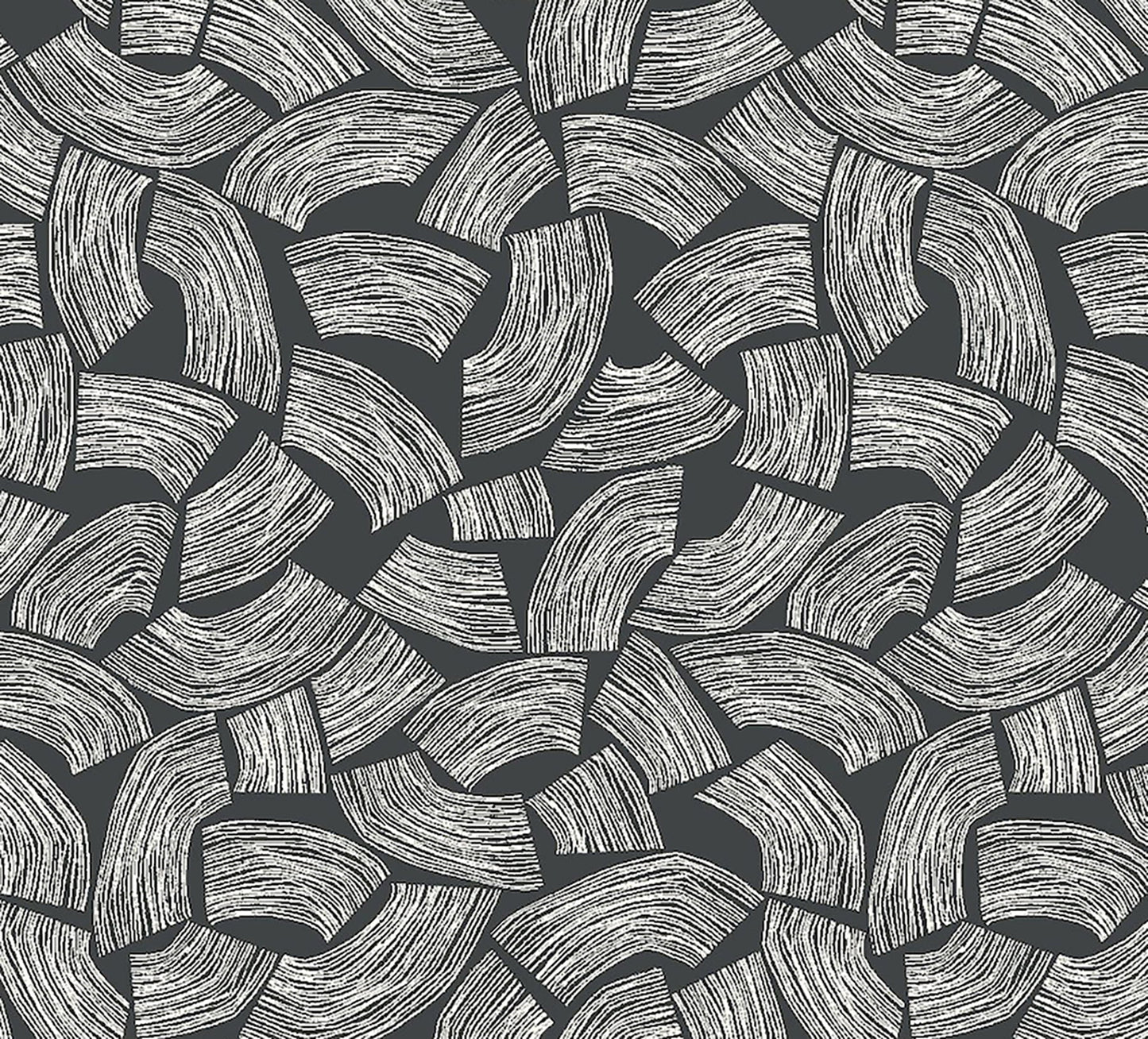 ohpopsi Elements Black Scribbled Arches Unpasted Non Woven Wallpaper, 19.7-in by 33-ft., 54.2 sq. ft.