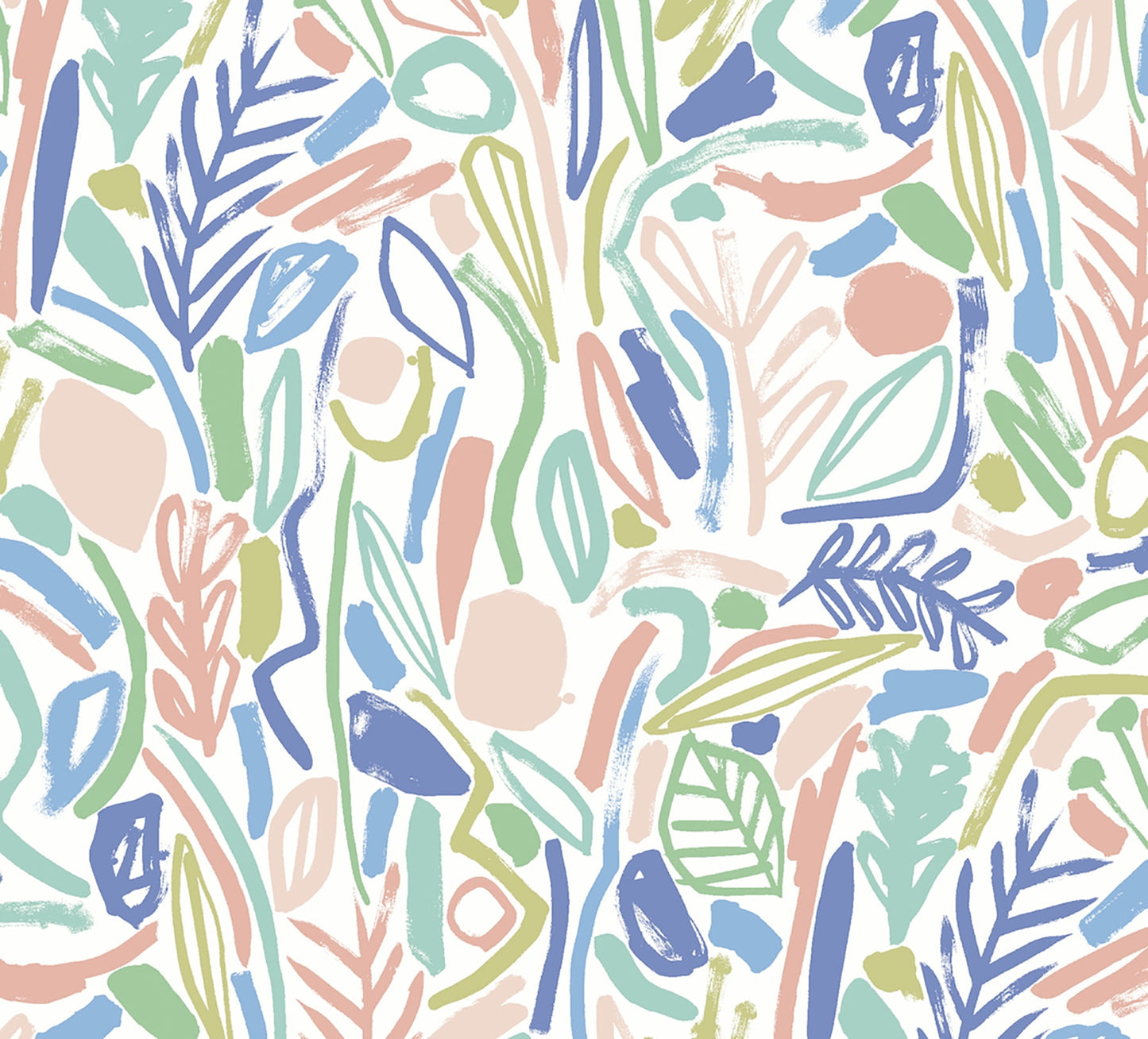 ohpopsi Verdure Pastel Painted Botanical Unpasted Non Woven Wallpaper, 19.7-in by 33-ft., 54.2 sq. ft.