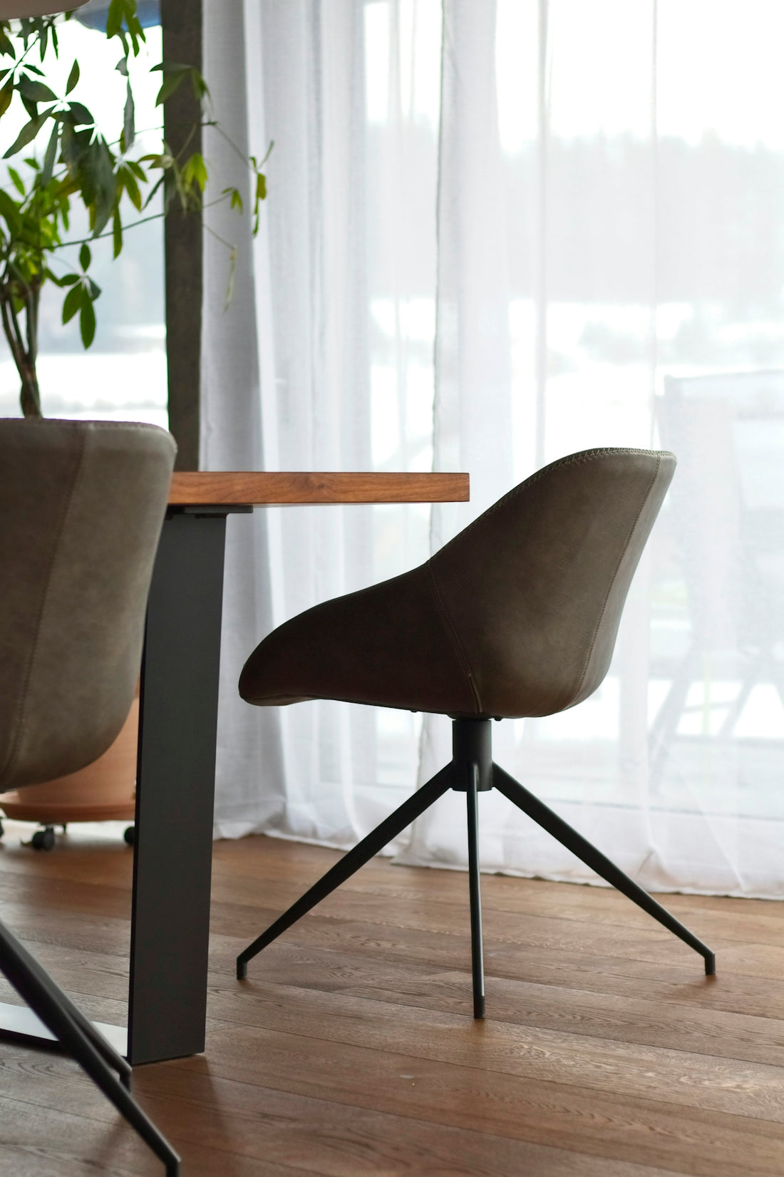 a chair and a table in a room