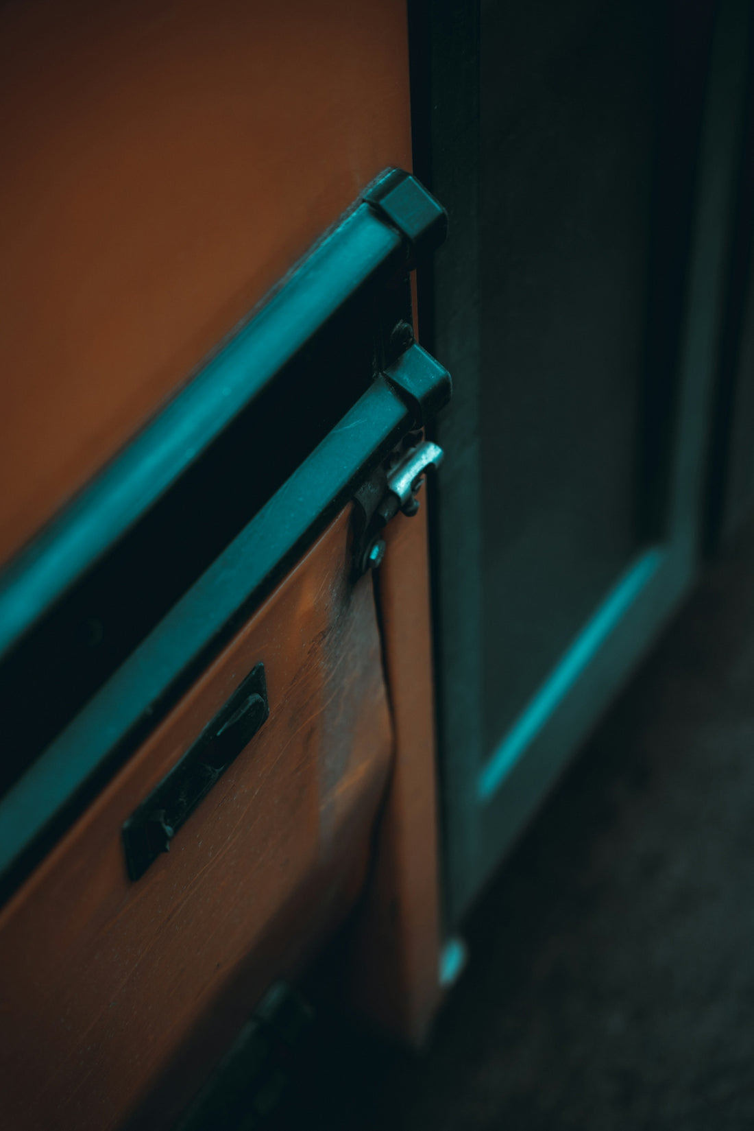 a close up of a door handle on a cabinet