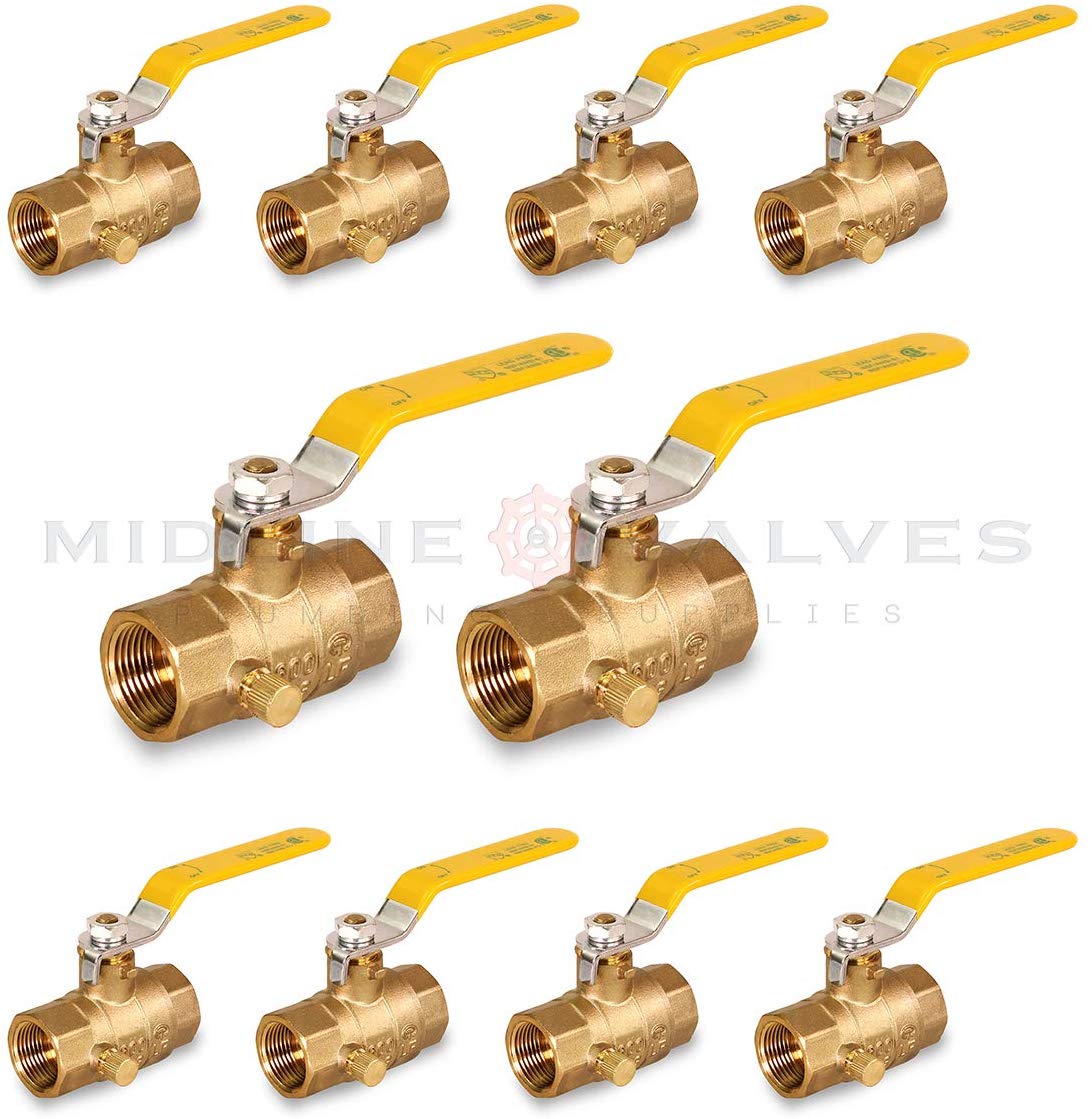 3/4 in. FIP x 3/4 in. FIP Premium Brass Full Port Ball Valve with Drain (10 Pack)