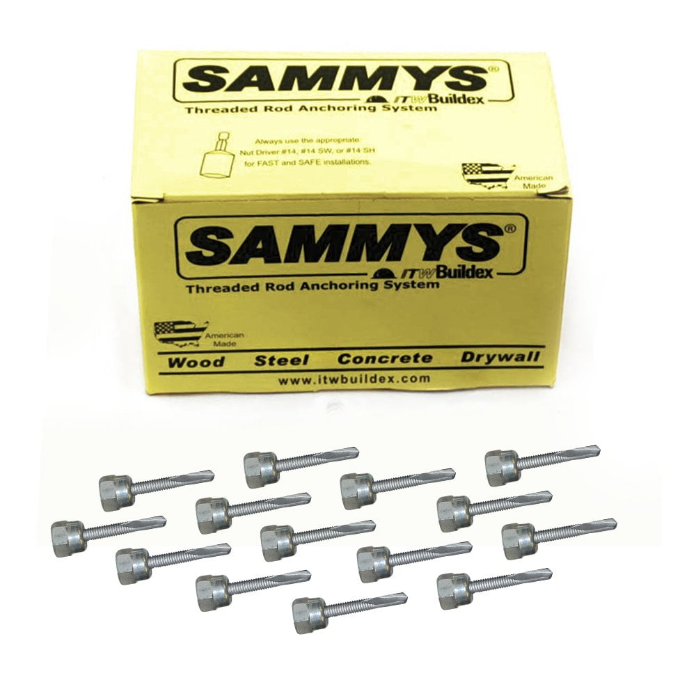 1/4-14 x 1 in. Sammys Rod Anchor Super Screw with Teks, 1/4 in. Threaded Rod Fitting, for Steel (Pkg.=25)