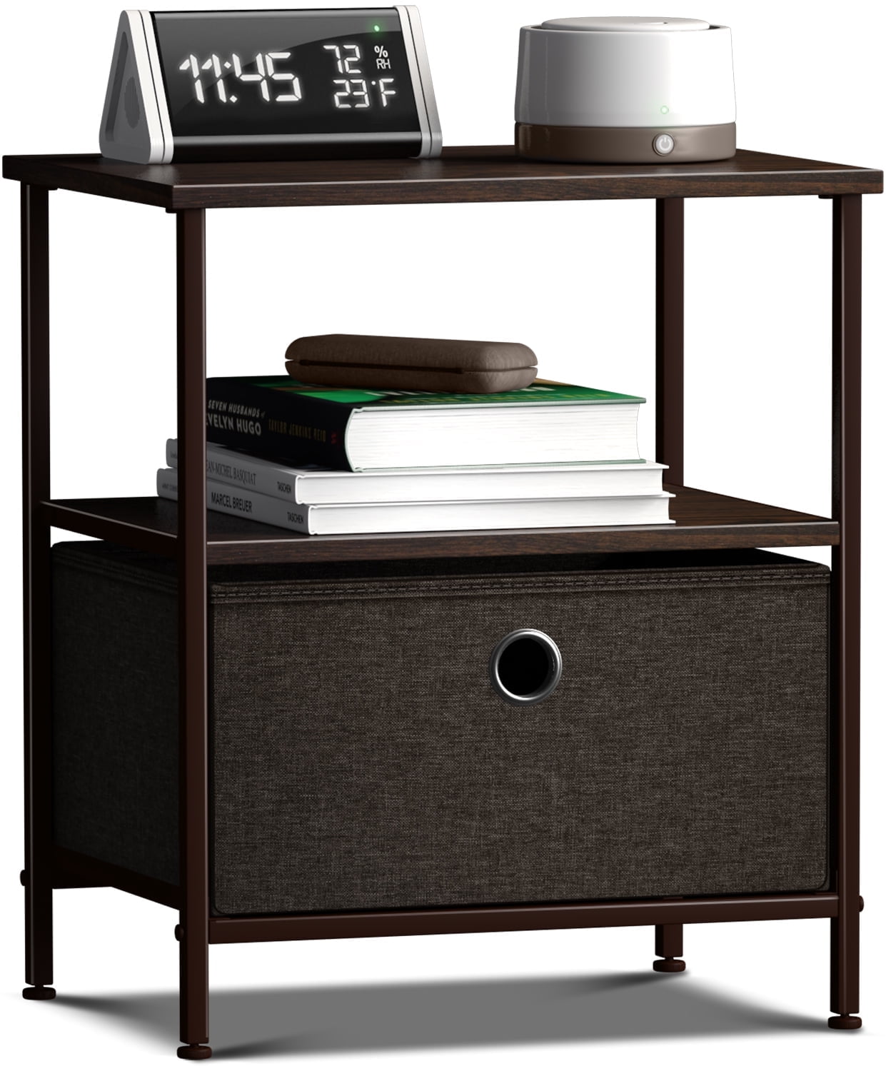 Sorbus Mesa Auxiliar Classic: Gris RÃºstico con Tablero de Madera y CajÃ³n de 1 CajÃ³n