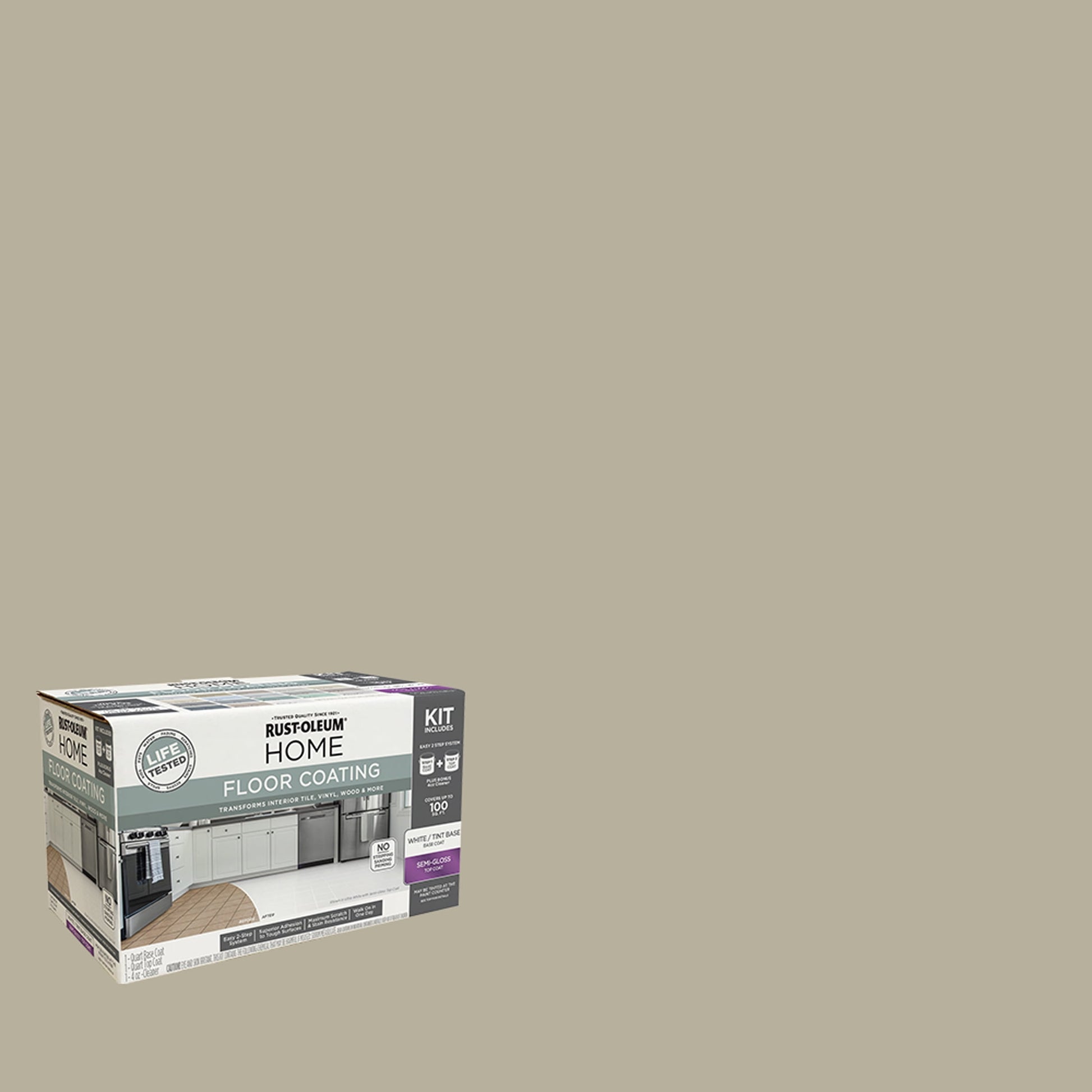 Rust-Oleum Home Semi-Gloss Sandstone Interior Floor Coating Kit-363697T, Quart