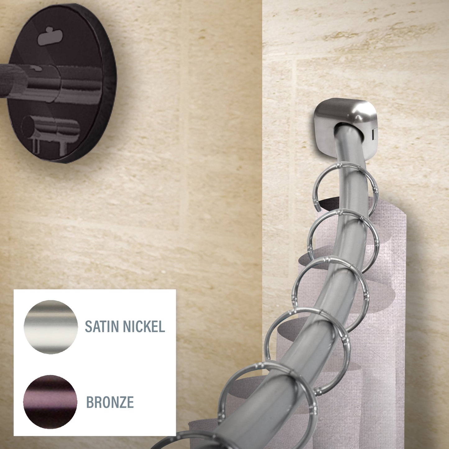 1" Shower Curtain Rod 41"-72"- Satin Nickel