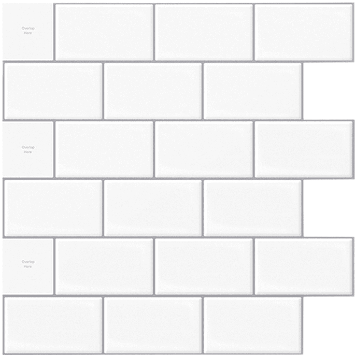 LongKing Peel and Stick Backsplash Tile Premium Anti Mold Tile for Kitchen in White Subway Tile  12"x12" (10-Pack)
