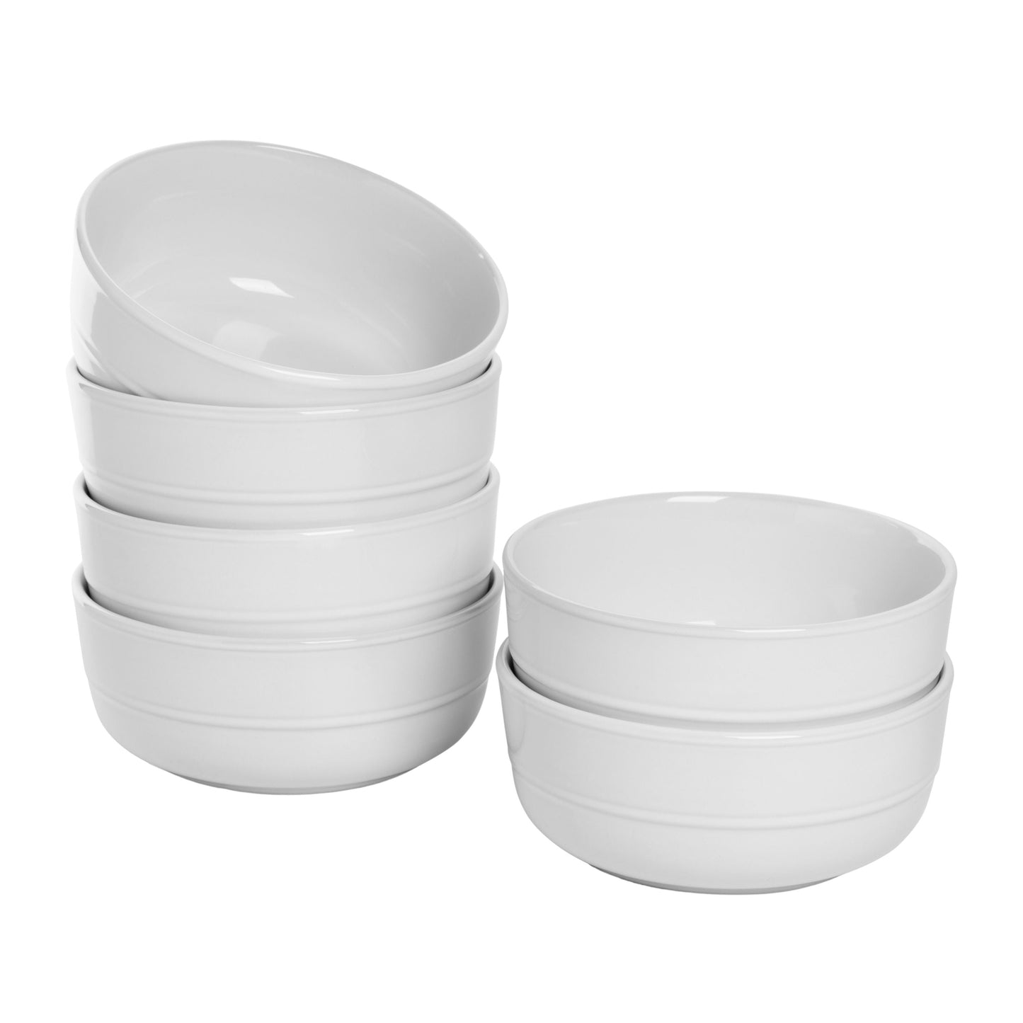 10 Strawberry Street Double Line 6.25"/24 oz Round Cereal Bowl, Set of 6, White
