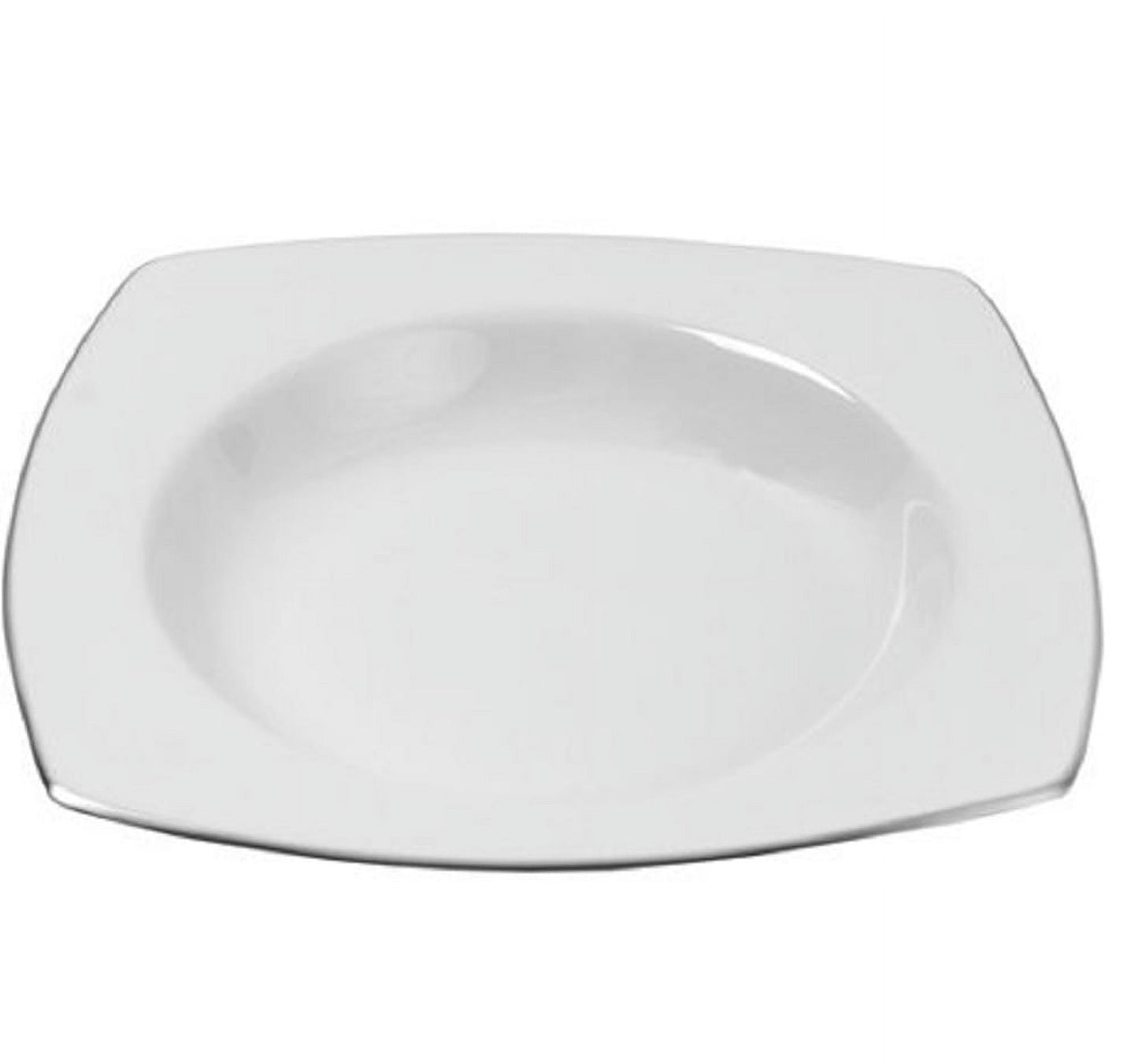 10 Strawberry Street Lotus Silver Line 9" Rim Soup Plates, Set of 4, White