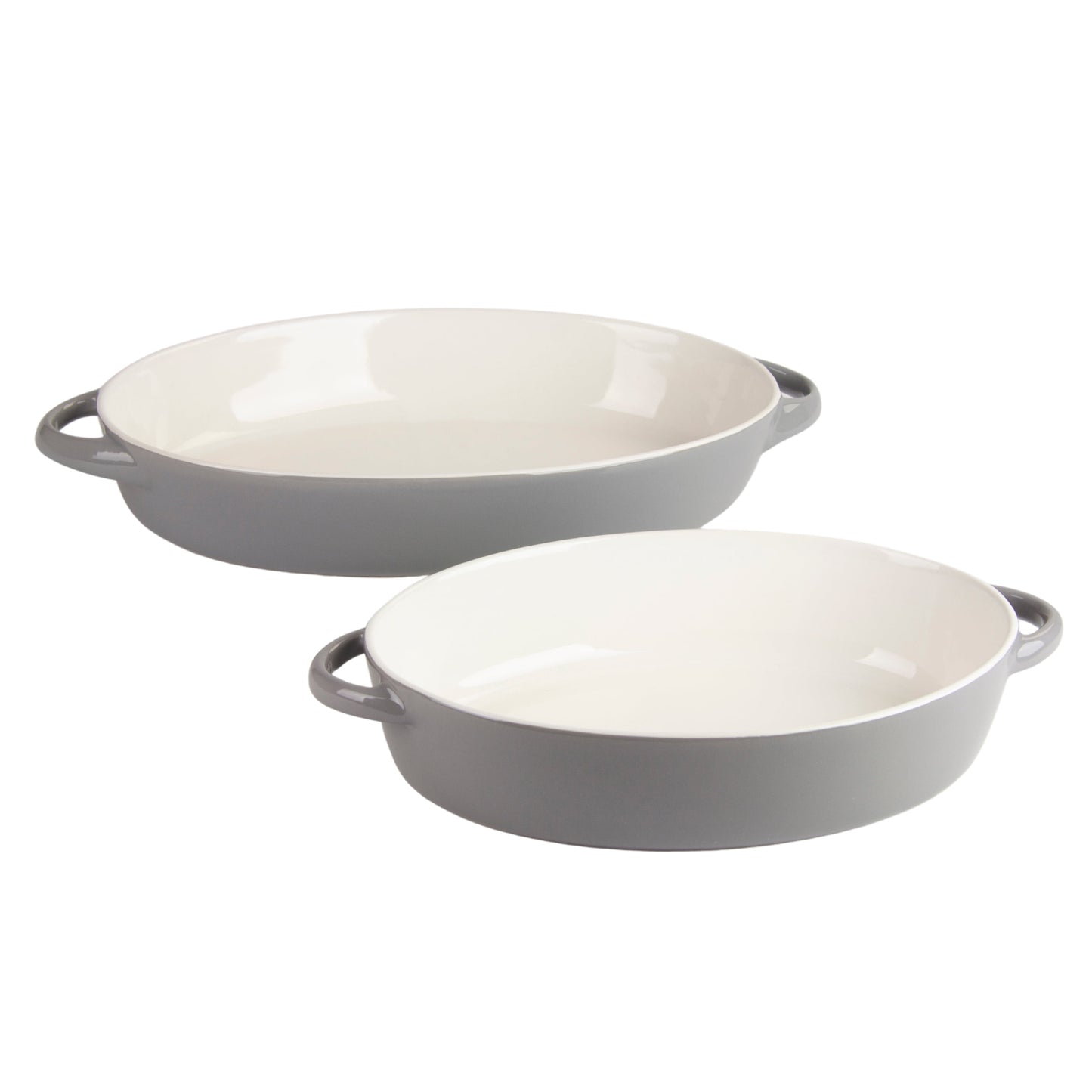 10 Strawberry Street Sienna Oval 13" and 10.5" Stoneware Bakeware Set of 2, Gray