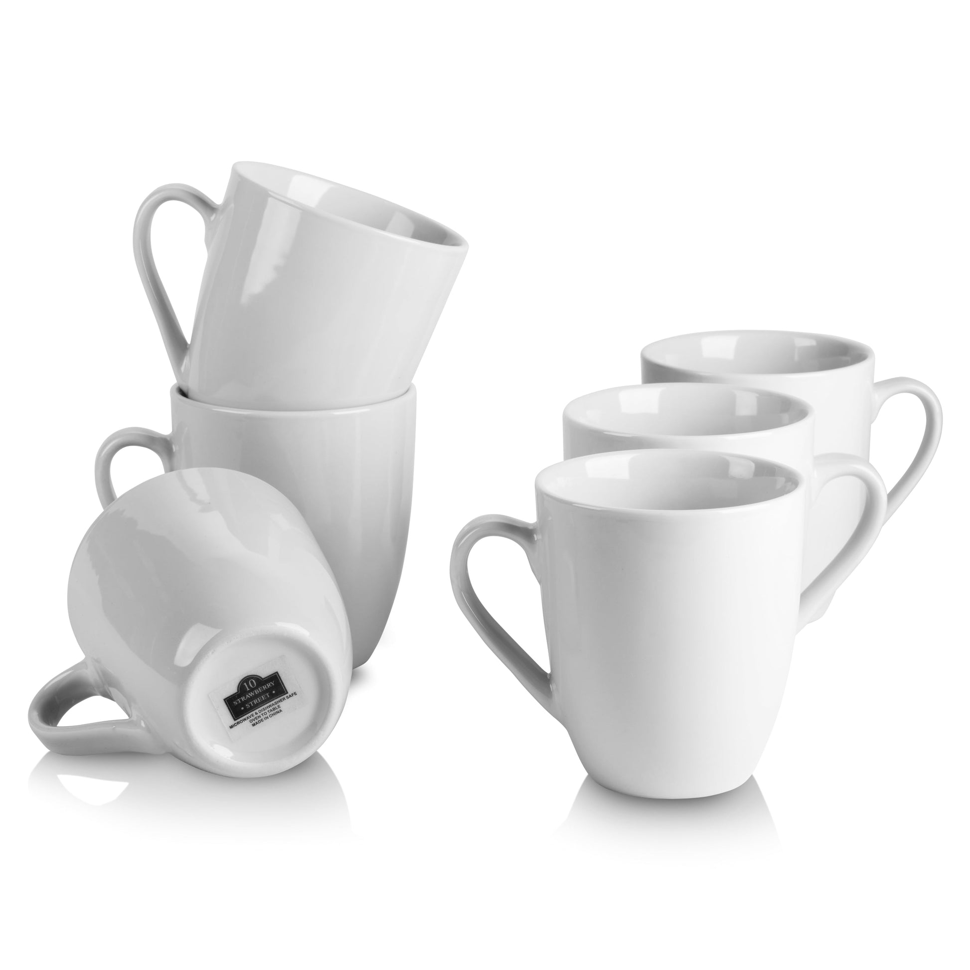 10 Strawberry Street Simply White 12 fl oz Ceramic Mug, Set of 6