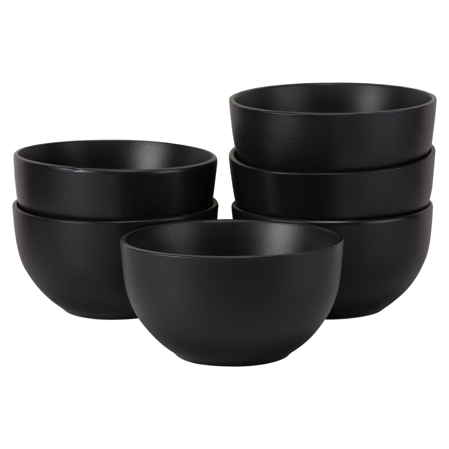 10 Strawberry Street Wazee Matte 5.5"/20oz Cereal Bowl, Set of 6, Black