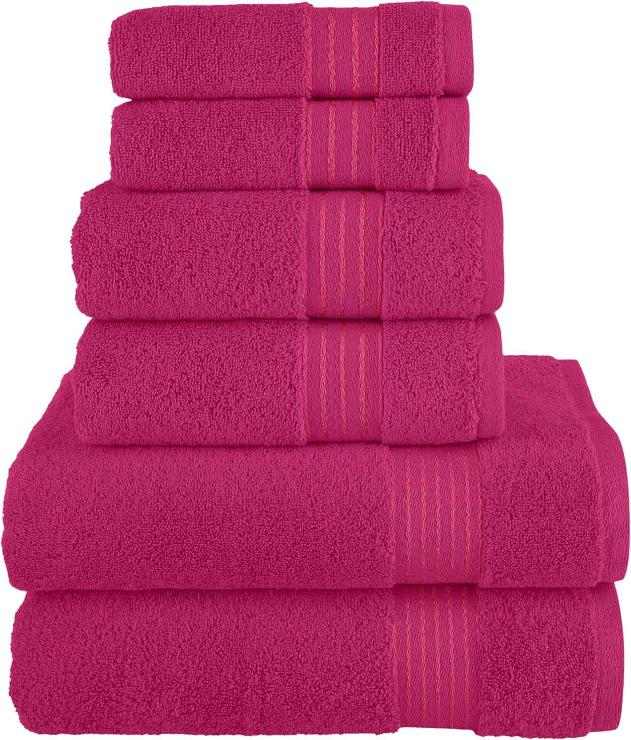 100% Cotton Luxury Bathroom Towels Set, Quick Dry,, Hot Pink