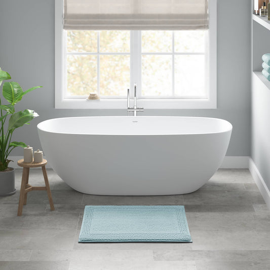 100% Cotton Tufted 3000 GSM Reversible Bath Rug 17x24" Blue Ultra Plush Dense Machine Washable Bathroom Rug