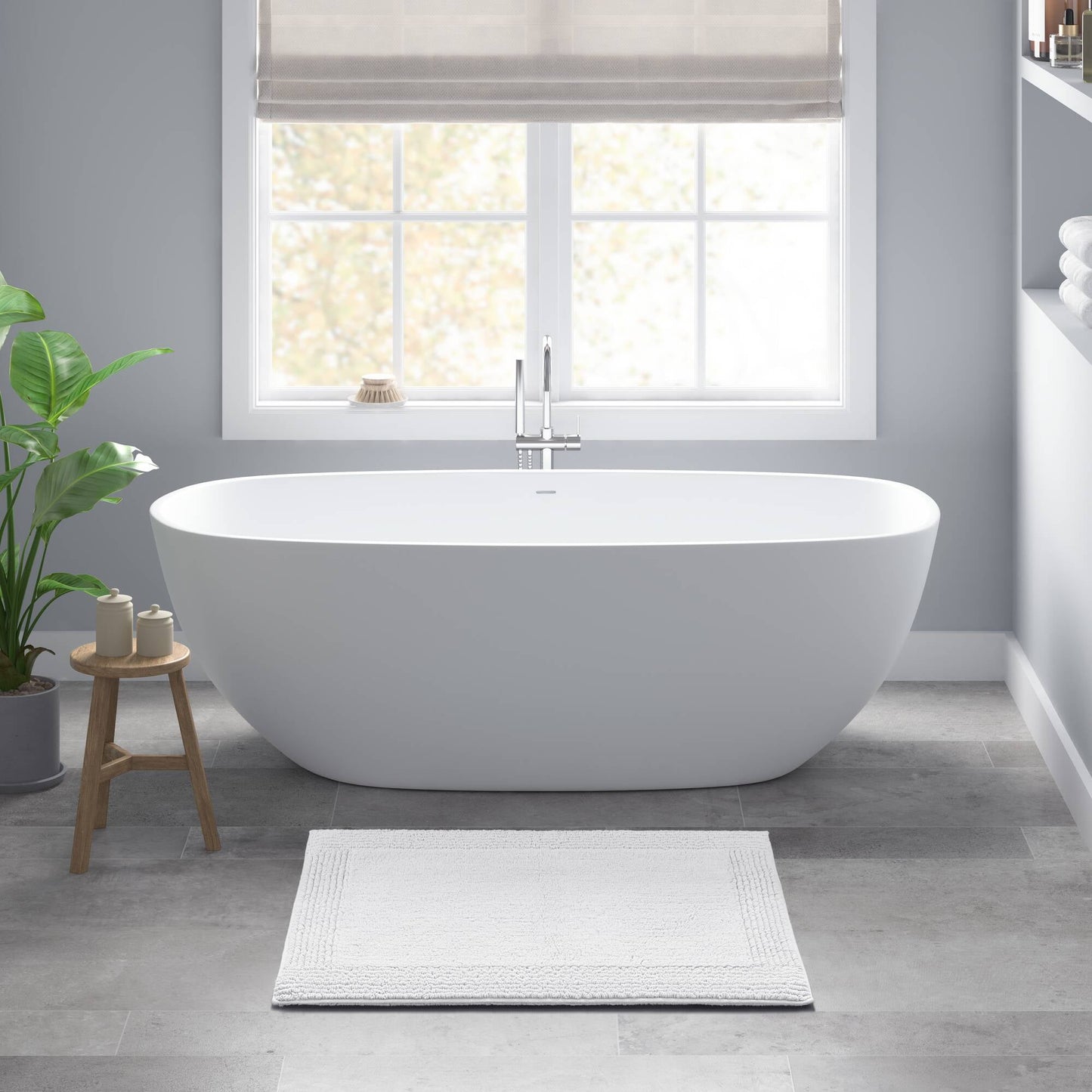 100% Cotton Tufted 3000 GSM Reversible Bath Rug 20x30" White Ultra Plush Dense Machine Washable Bathroom Rug