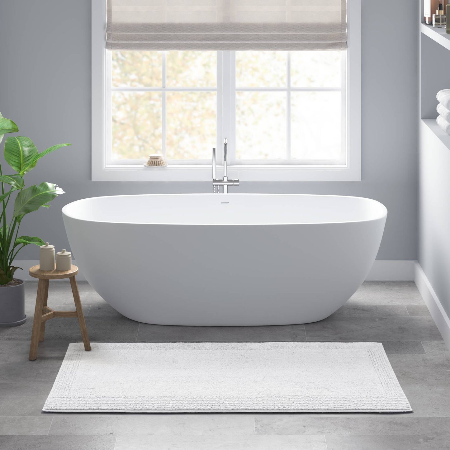 100% Cotton Tufted 3000 GSM Reversible Bath Rug 24x36" White Ultra Plush Dense Machine Washable Bathroom Rug