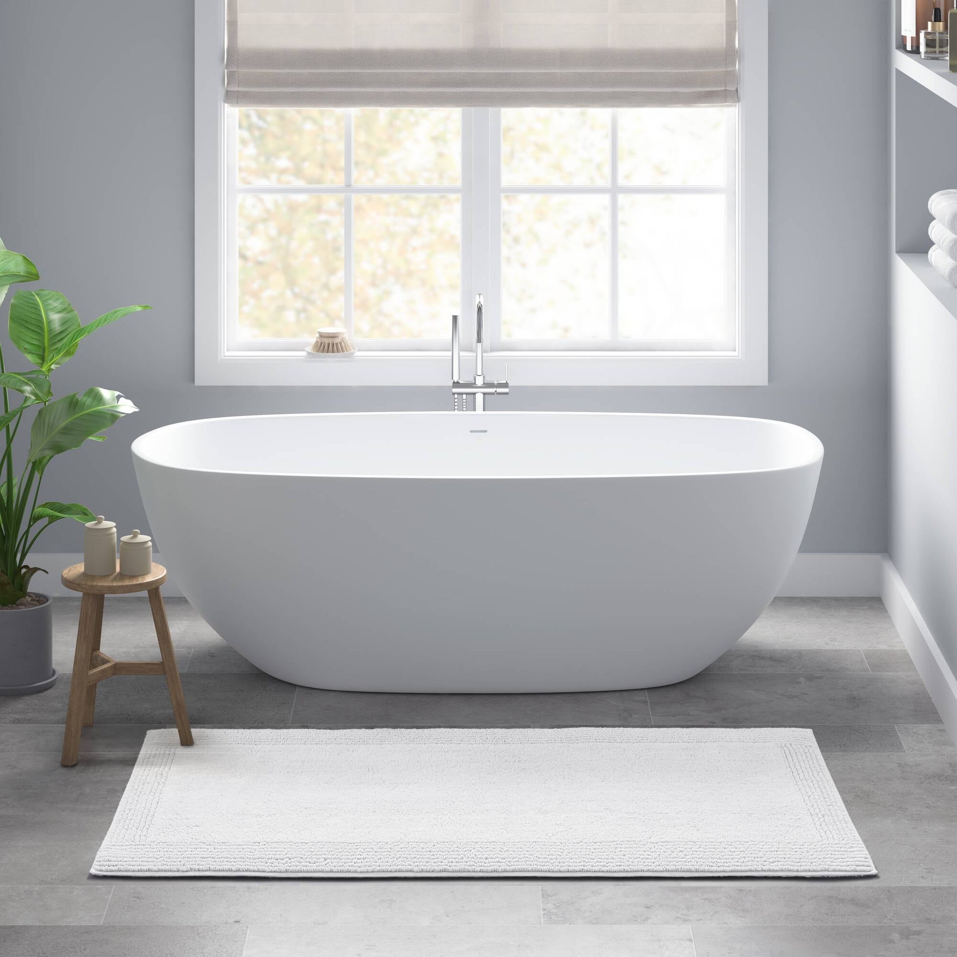 100% Cotton Tufted 3000 GSM Reversible Bath Rug 24x36" White Ultra Plush Dense Machine Washable Bathroom Rug