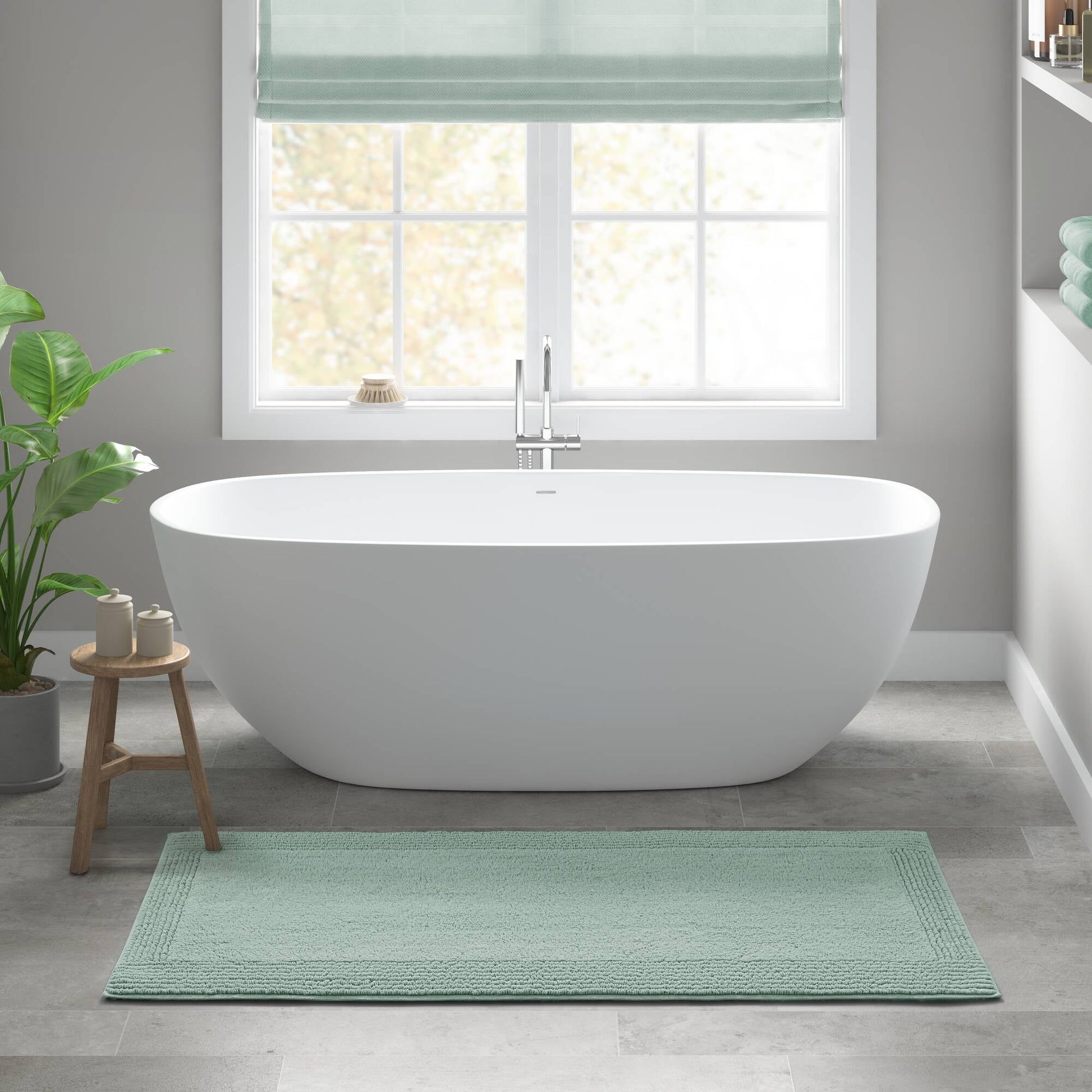 100% Cotton Tufted 3000 GSM Reversible Bath Rug 24x44" Green Ultra Plush Dense Machine Washable Bathroom Rug