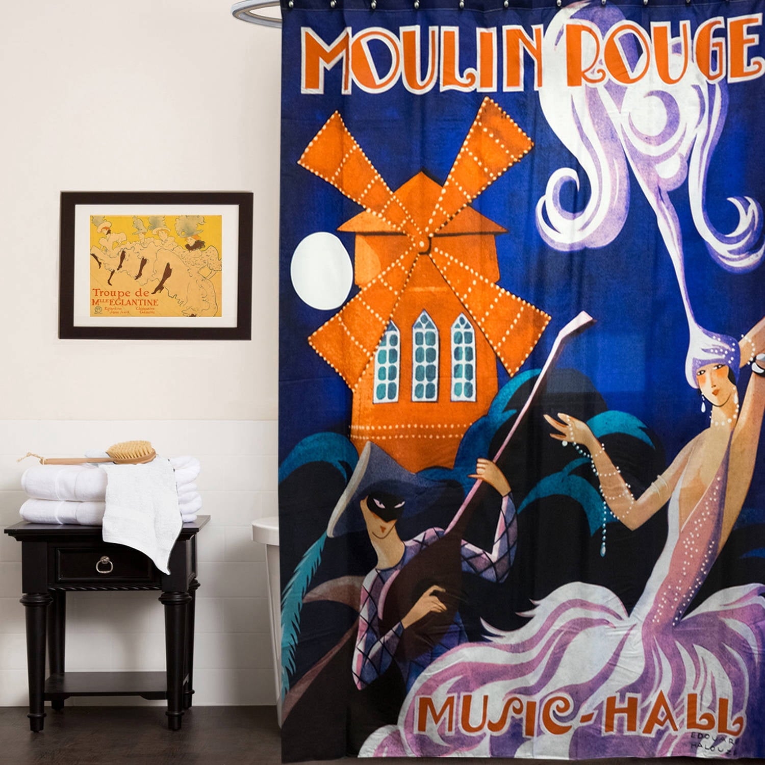 100 Percent Polyester Fabric Shower Curtain, Edouard Halouze, Music Hall, 70" x 72"